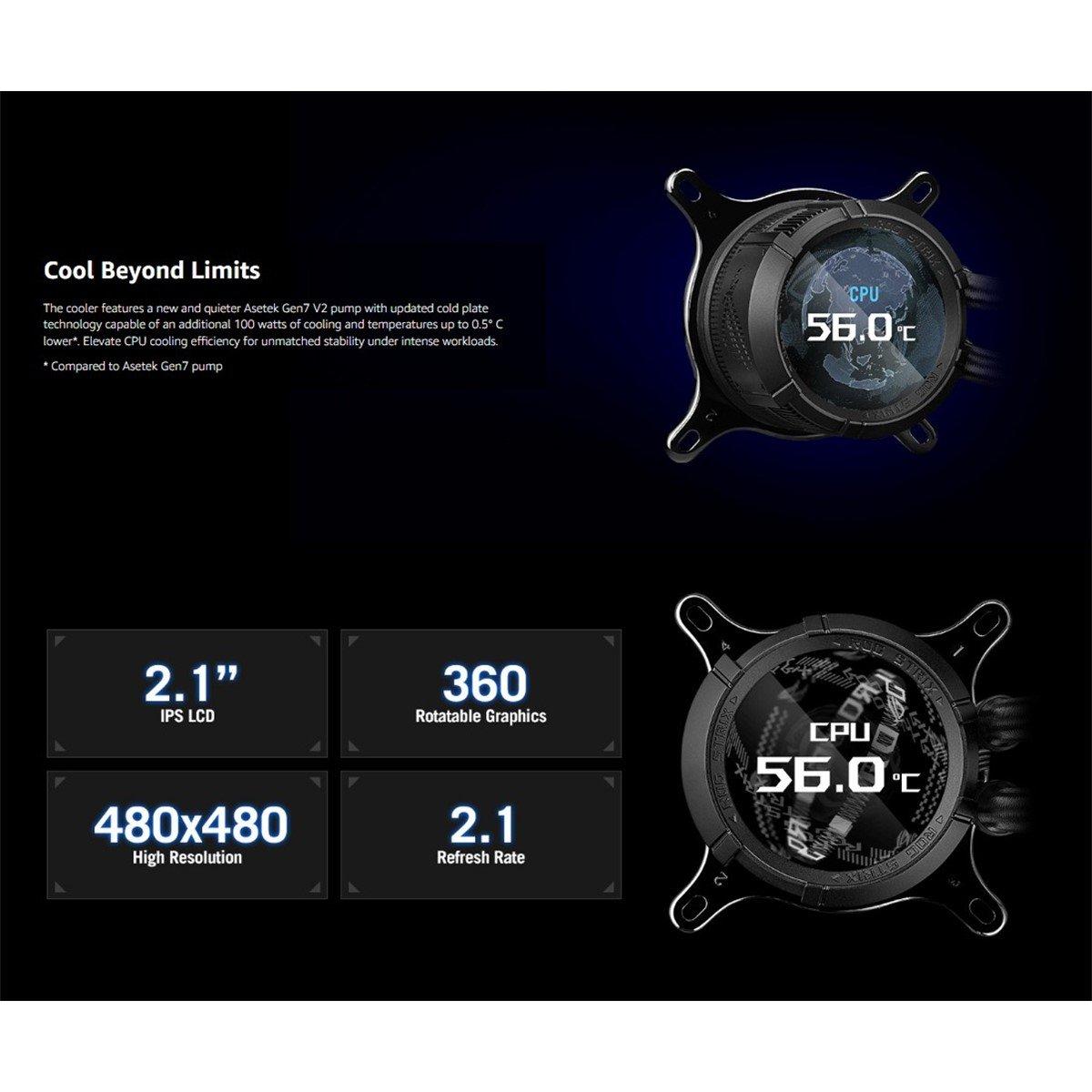 Black - ASUS - ROG Strix LC III 360 ARGB LCD 360mm AiO Liquid CPU Cooler -90RC00W1-M0UAY0 - 11