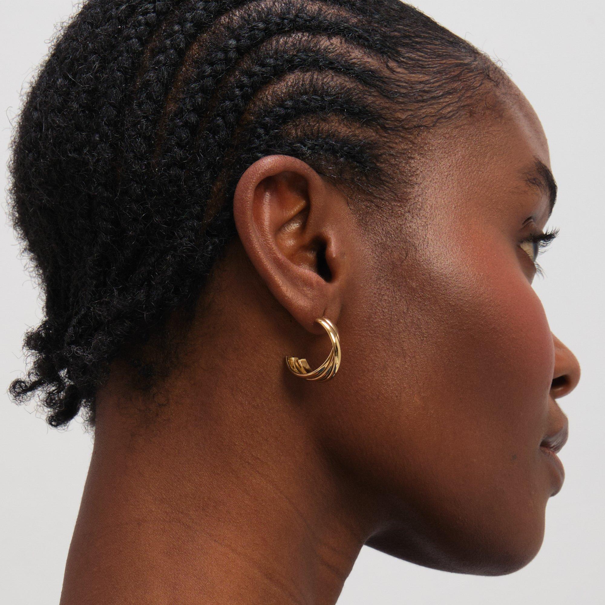 Gold - Jon Richard - Gold Plated Waterproof Interlock Hoop Earrings - 3
