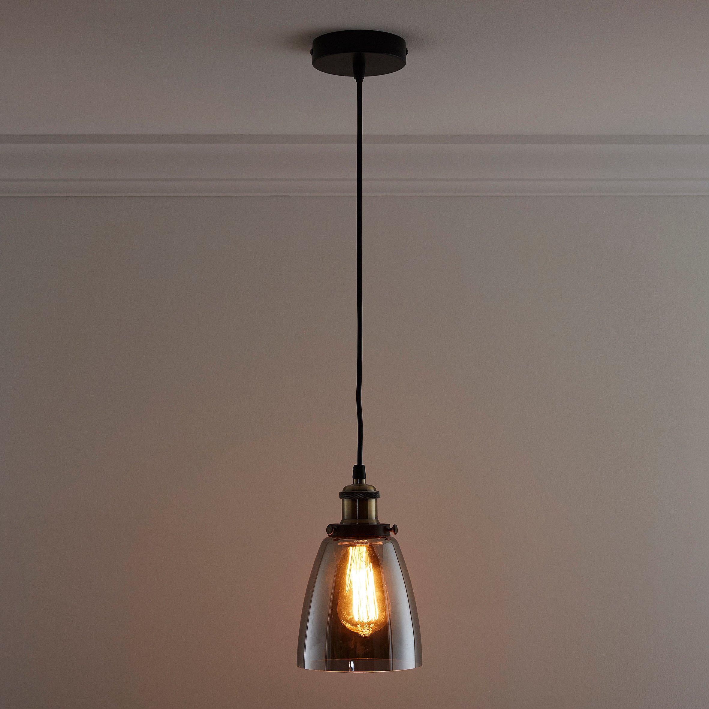 Smokey - K Living - Eve One Light Hanging Smokey Glass Ceiling Pendant - 2