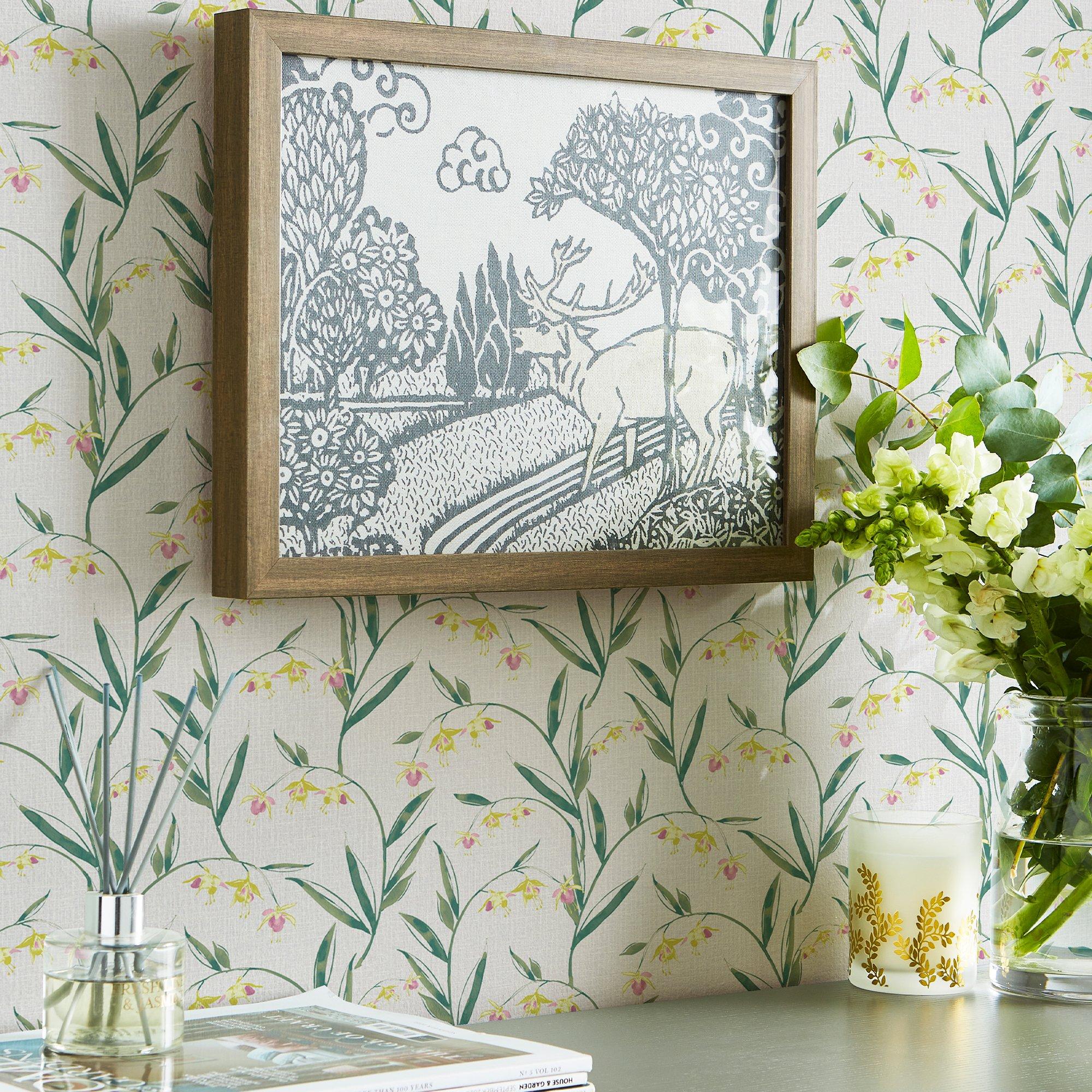 Pale Slate Grey - Laura Ashley - Fulwell Fuchsia Pale Slate Grey Floral Wallpaper - 1