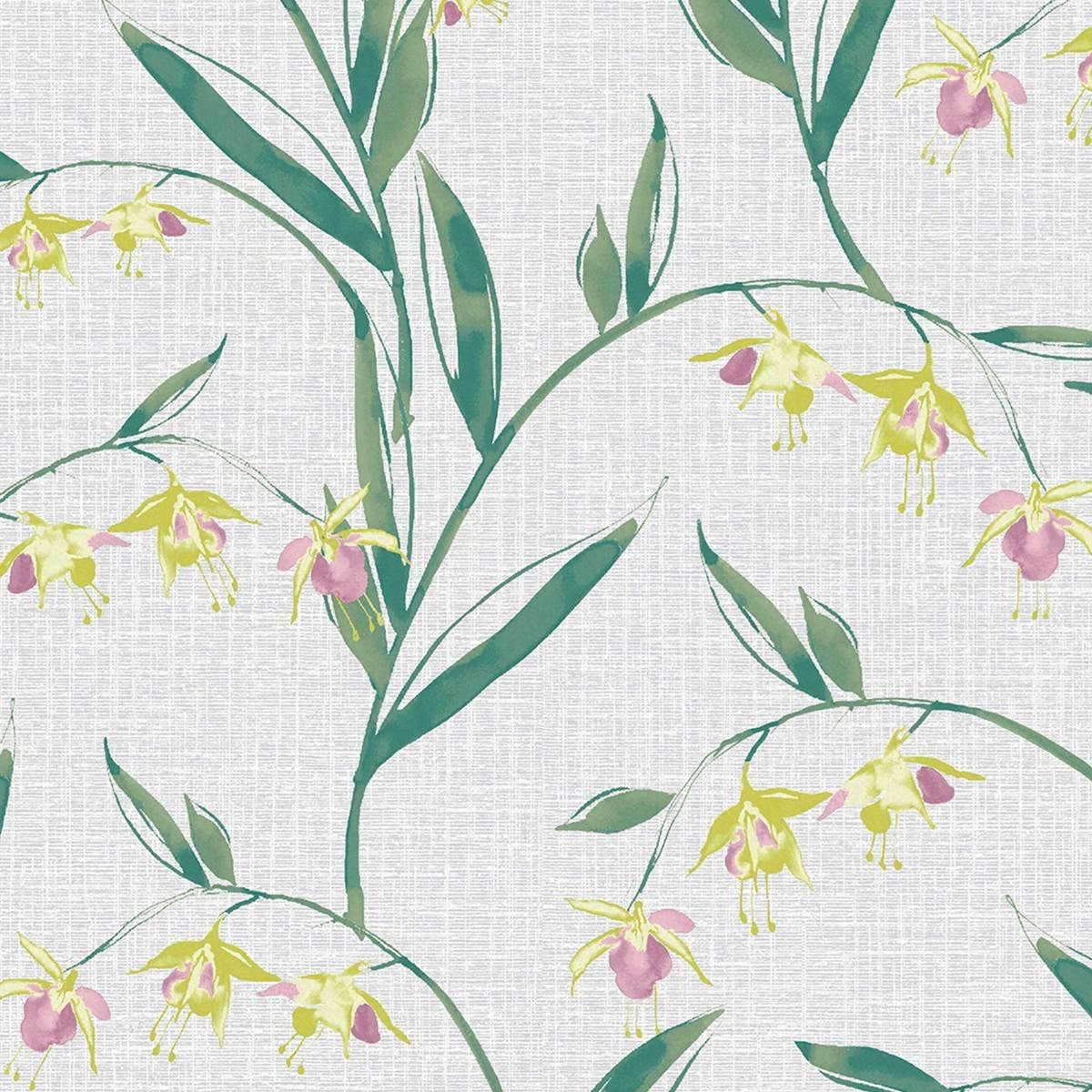 Pale Slate Grey - Laura Ashley - Fulwell Fuchsia Pale Slate Grey Floral Wallpaper - 5