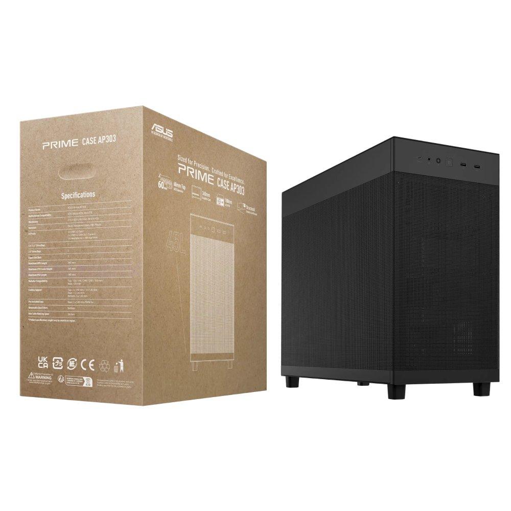 Black - ASUS - Prime AP303 Mesh ATX Mid-Tower Case - 2