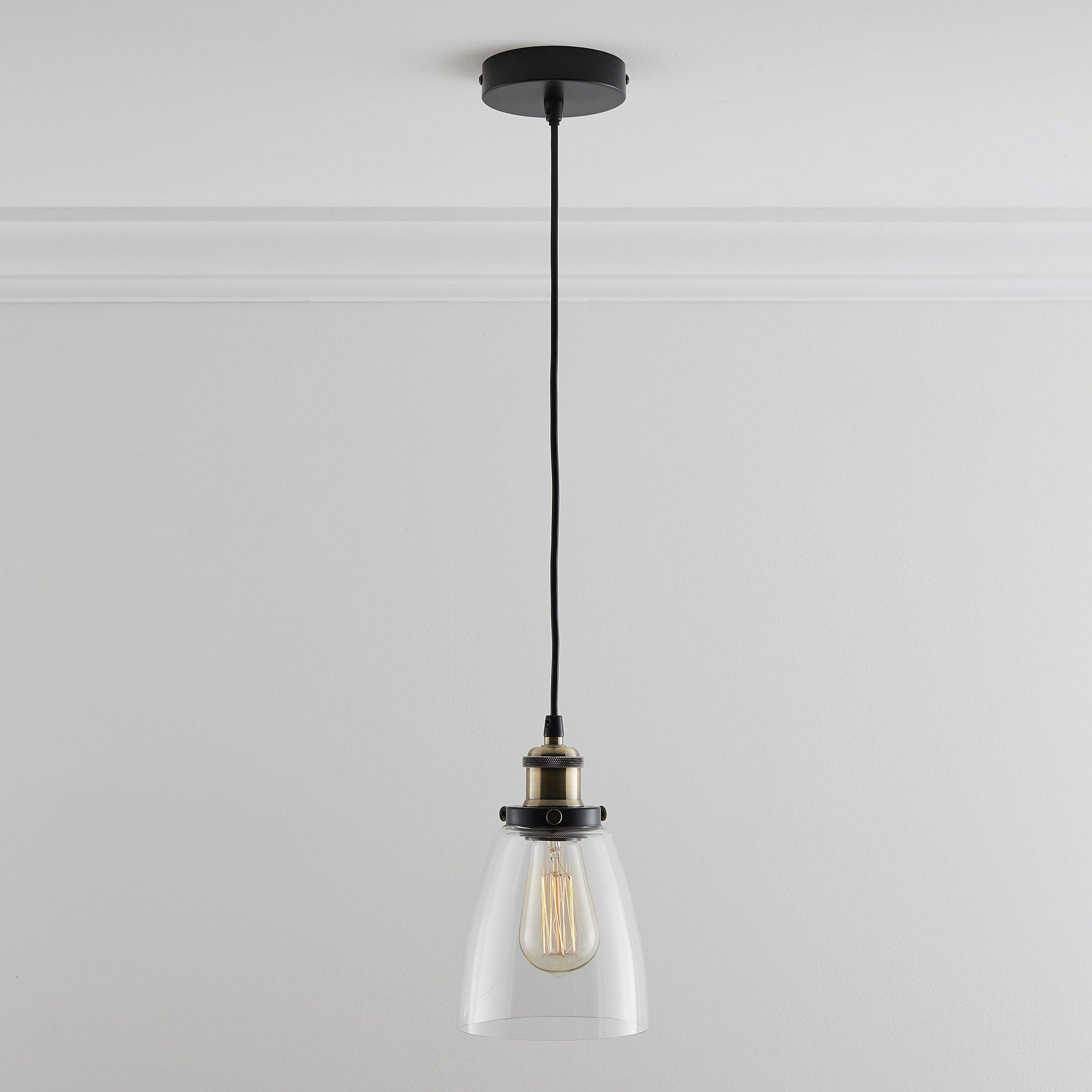 K Living  Eve One Light Hanging Glass Ceiling Pendant Clear
