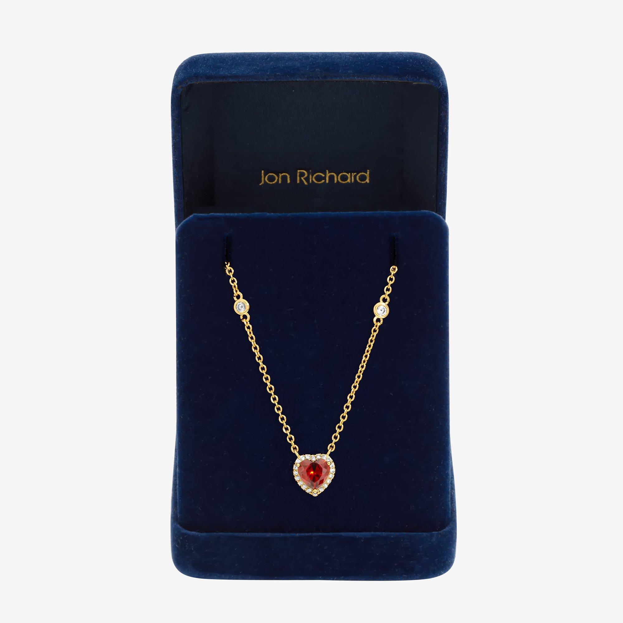 Gold - Jon Richard - Gold Plated and Red Heart Pendant Necklace - 1