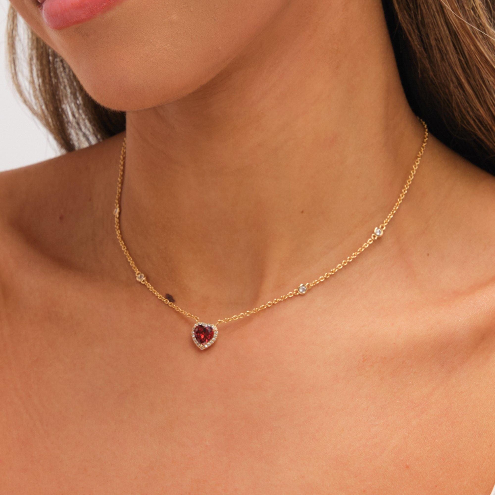 Gold - Jon Richard - Gold Plated and Red Heart Pendant Necklace - 4