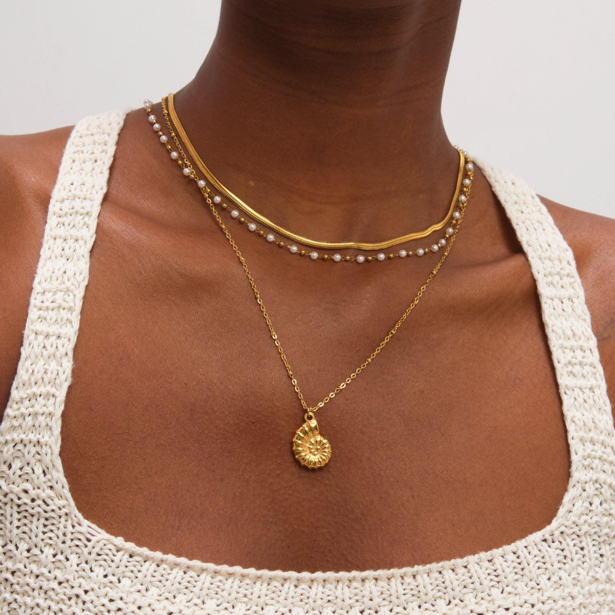 Gold - Jon Richard - Gold Plated Waterproof Shell and Pearl Necklace - 2