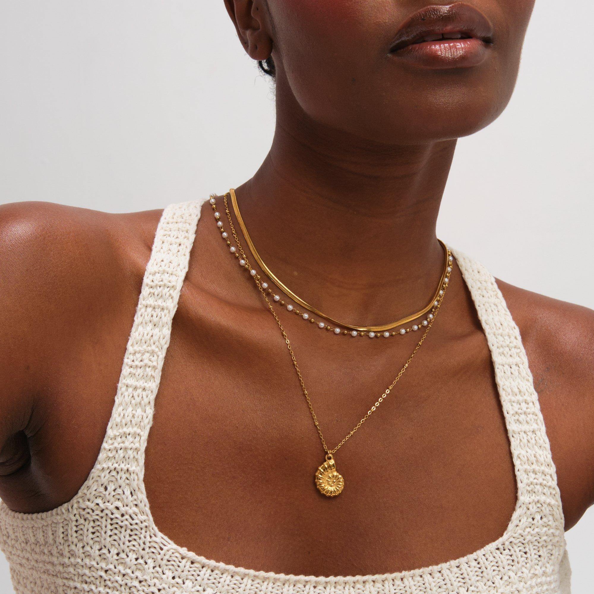 Gold - Jon Richard - Gold Plated Waterproof Shell and Pearl Necklace - 3