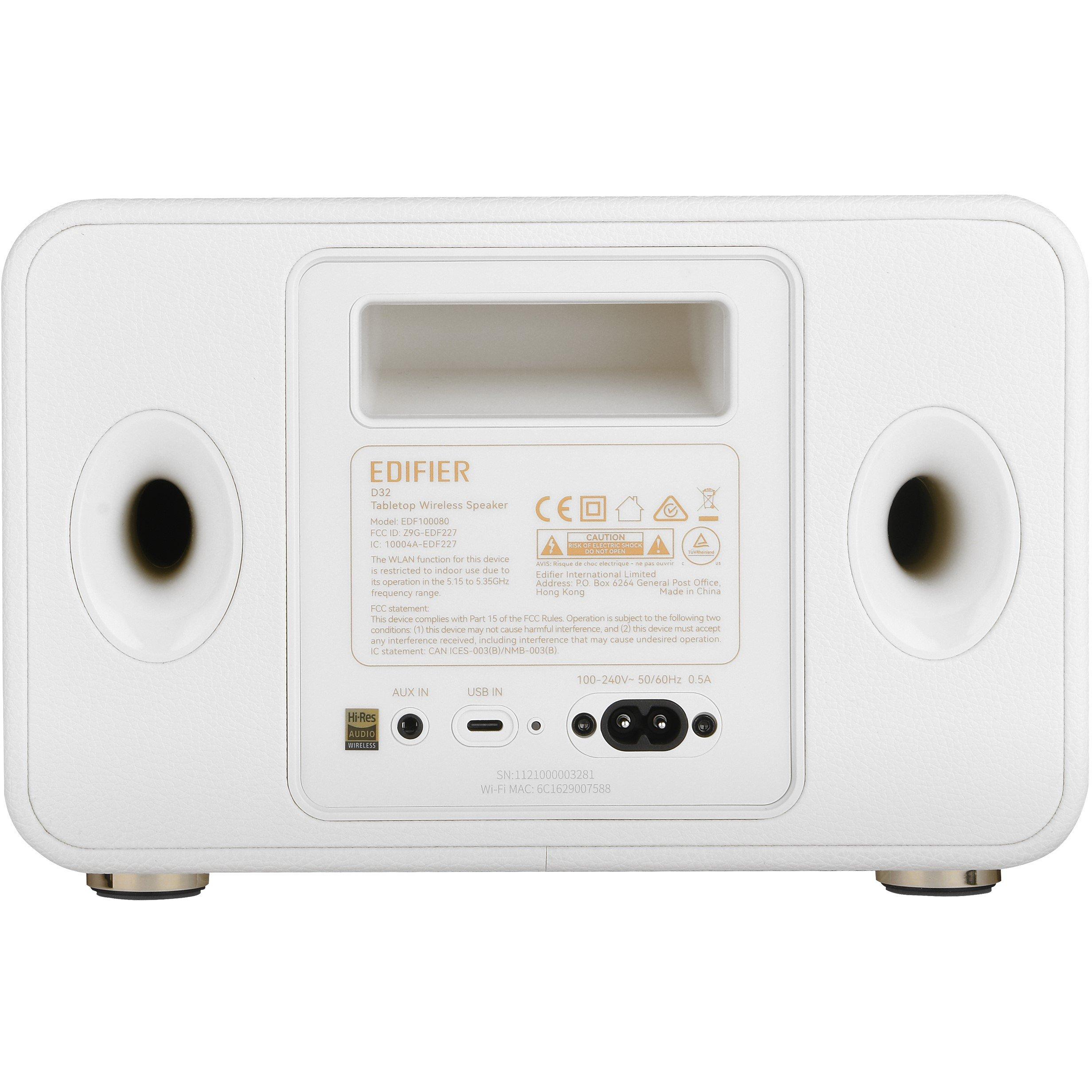 White - Edifier - Edifier D32 Retro Bluetooth Hi-Res Speaker White - 5
