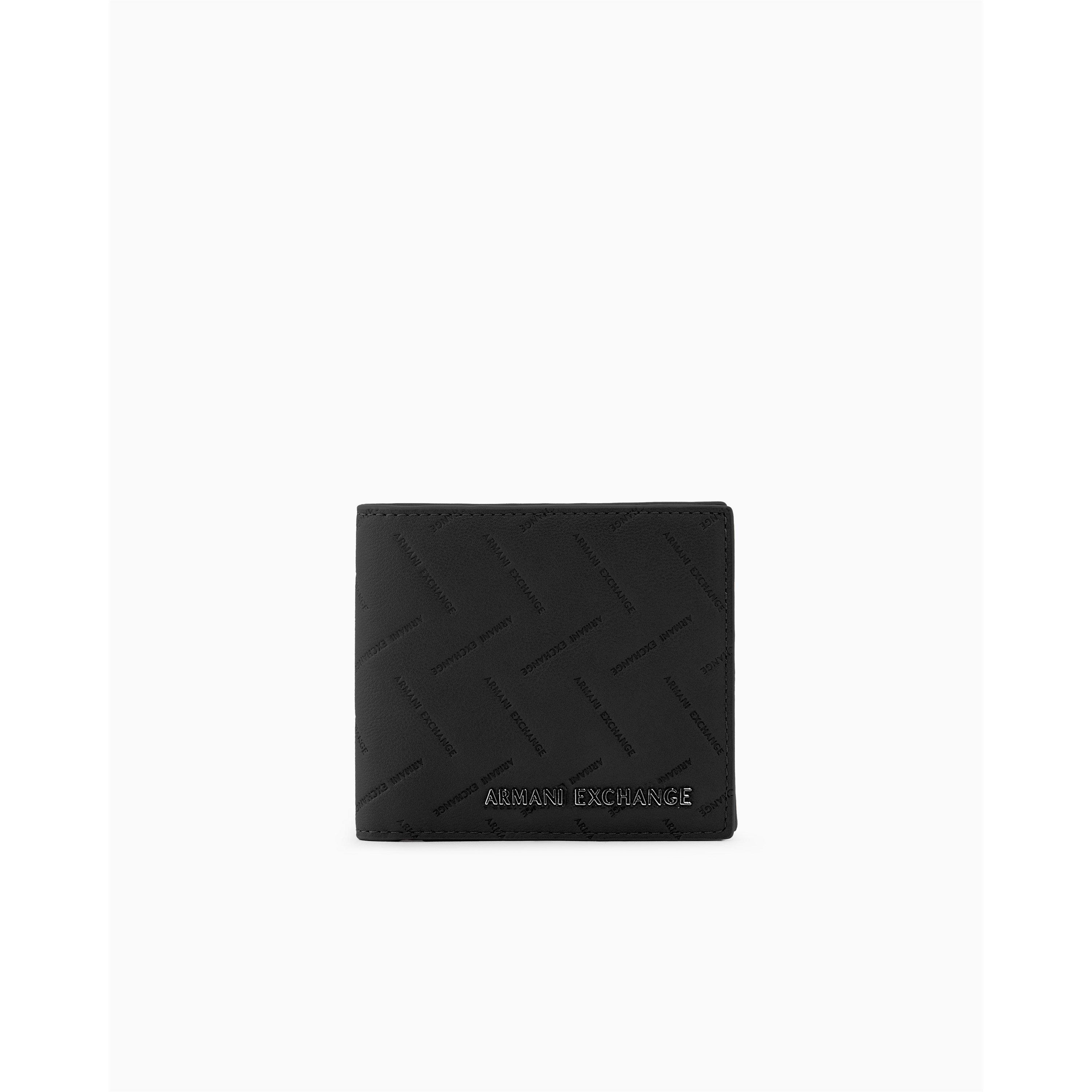 Black - Armani Exchange - Men's Leather All Over Logo Billfold Wallet - 5