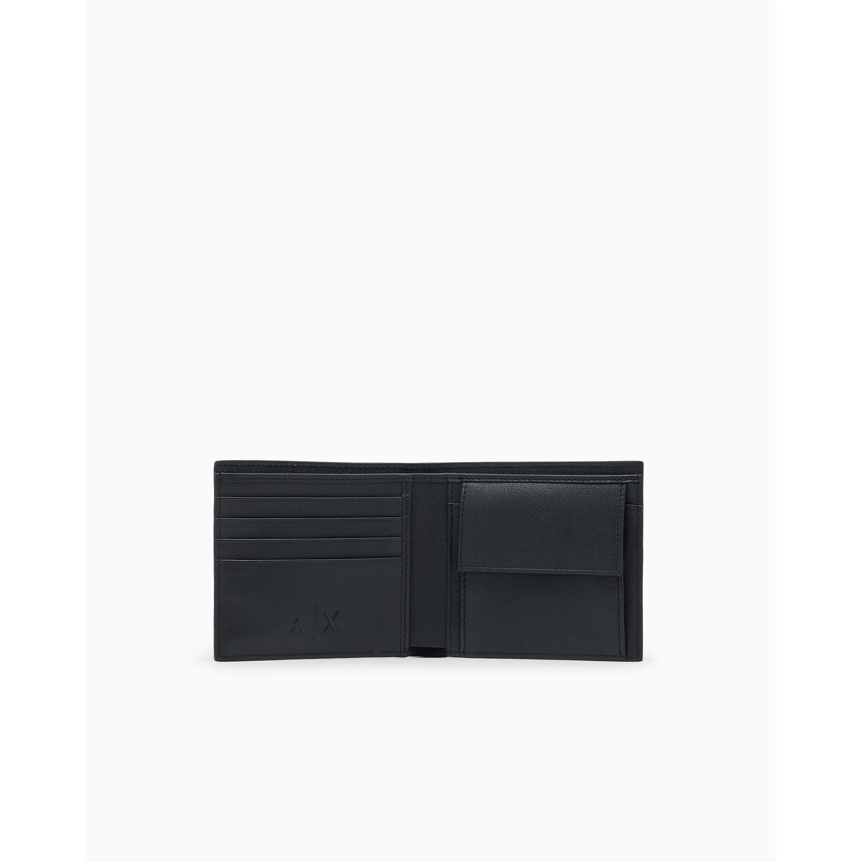 Black - Armani Exchange - Men's Leather All Over Logo Billfold Wallet - 4