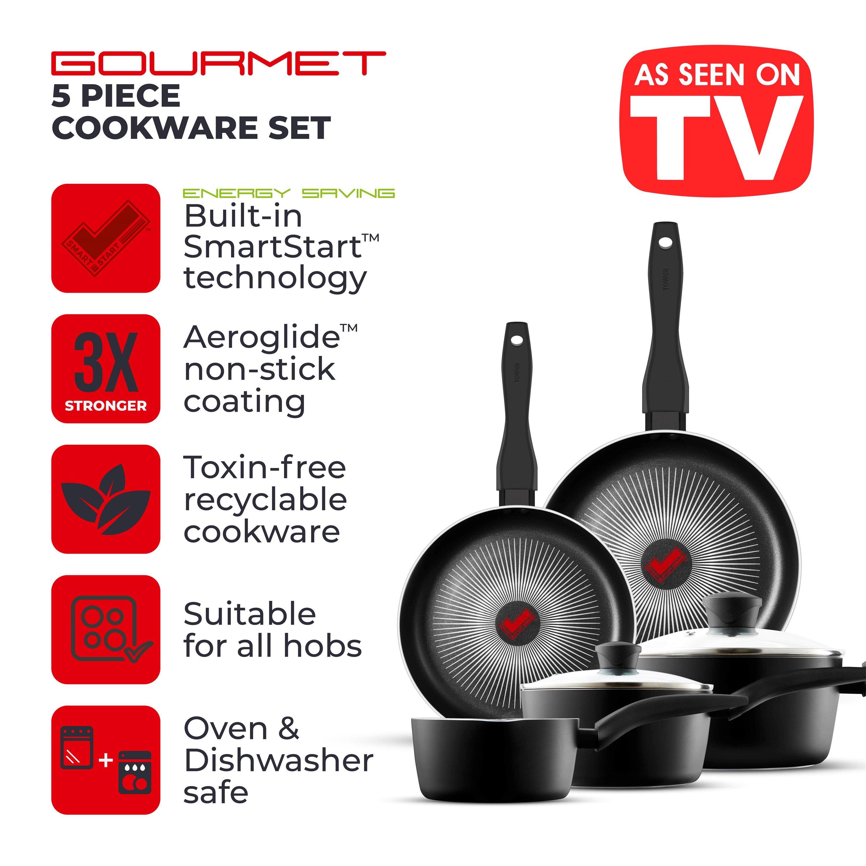 Black - Tower - Smart Start Gourmet 5pc Cookware Set - 2