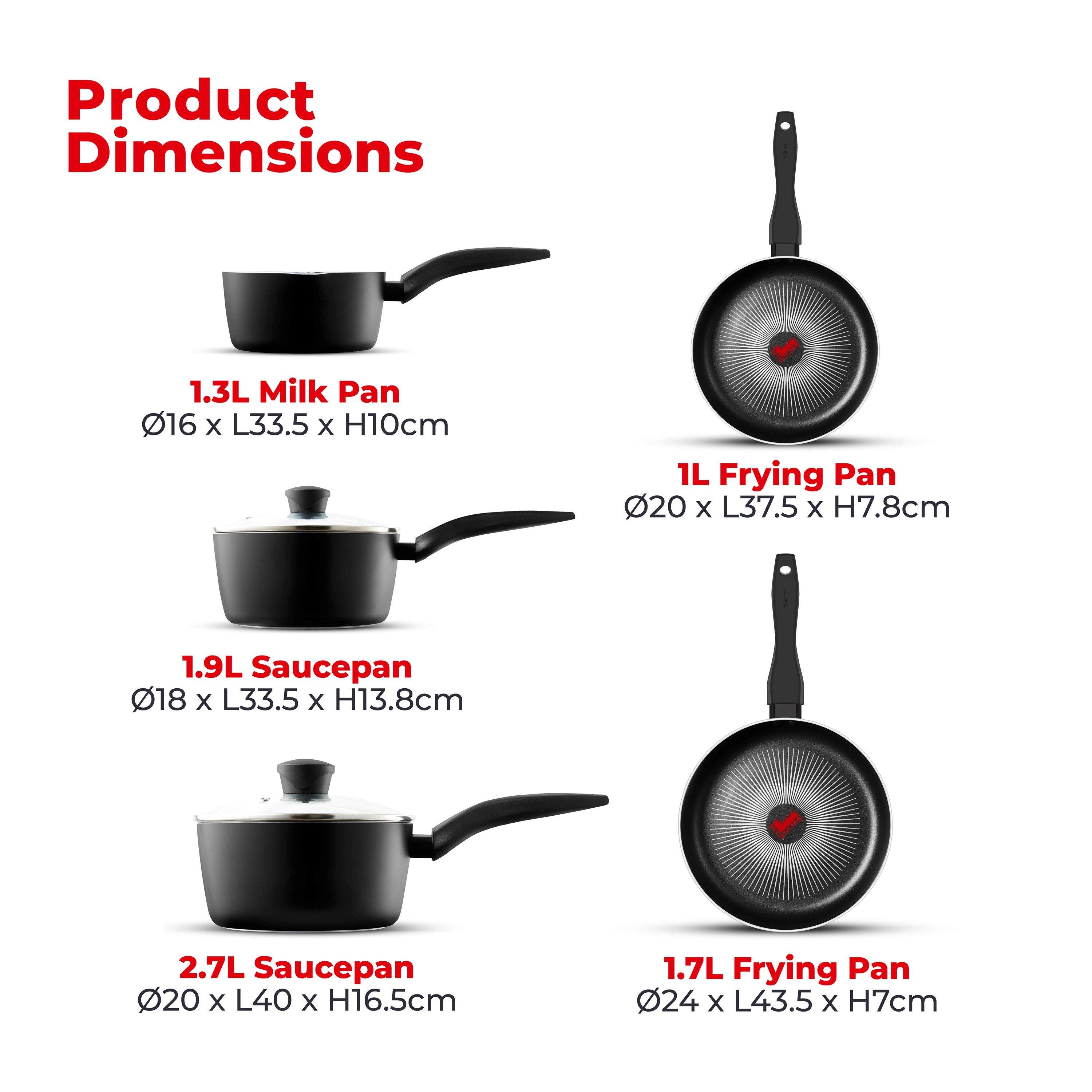 Black - Tower - Smart Start Gourmet 5pc Cookware Set - 12