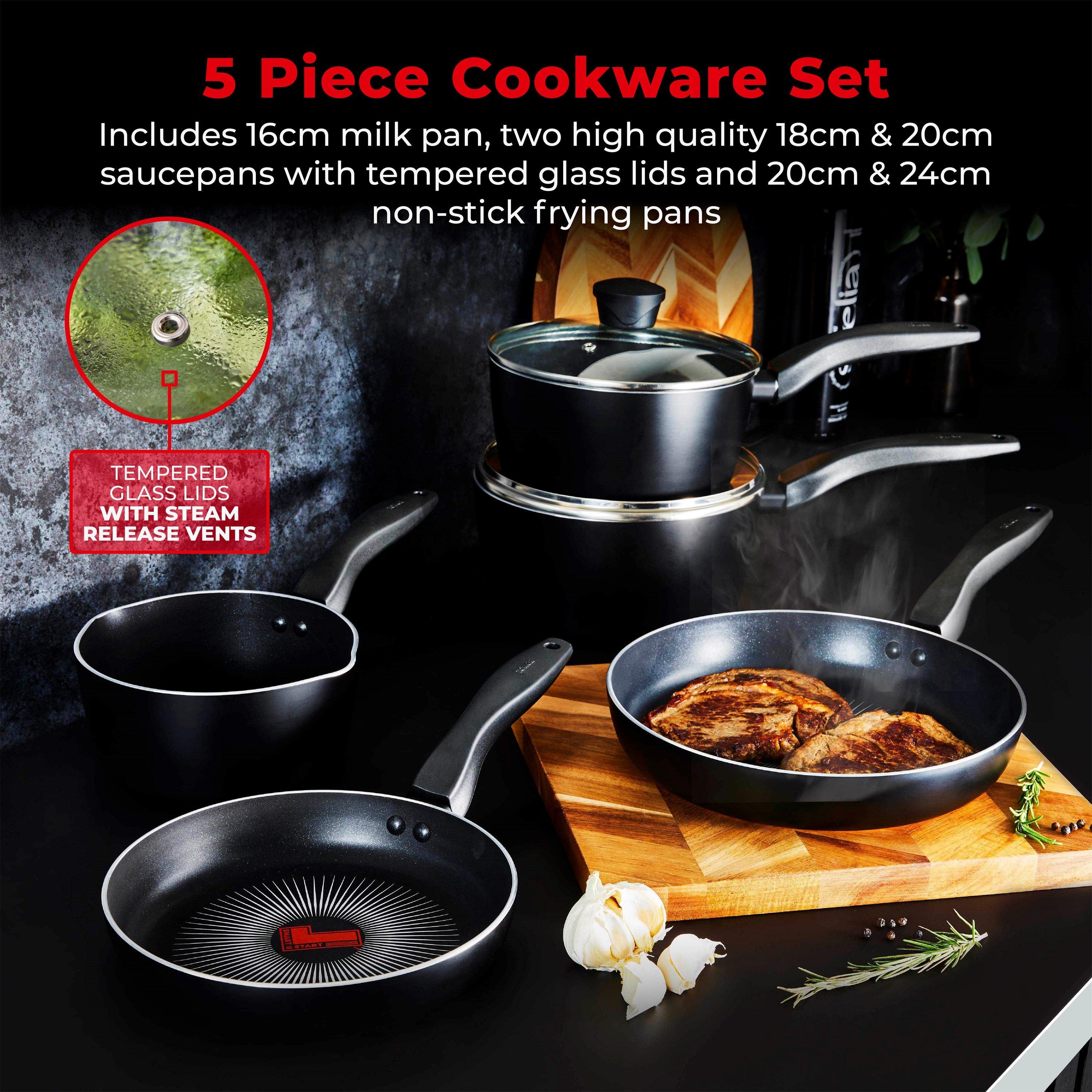 Black - Tower - Smart Start Gourmet 5pc Cookware Set - 3