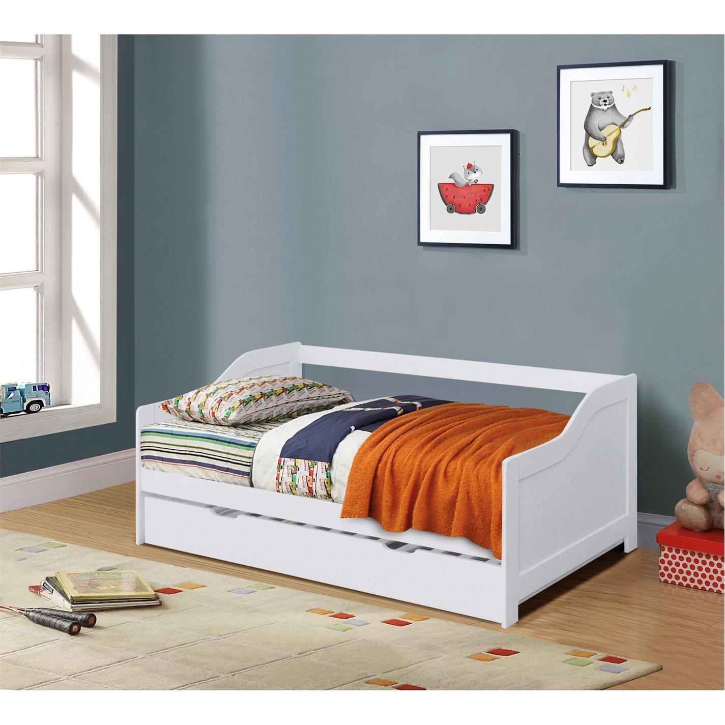 Wooden Trundle Bed with Mattress