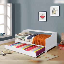Comfy Living Wooden Trundle Bed with Mattress