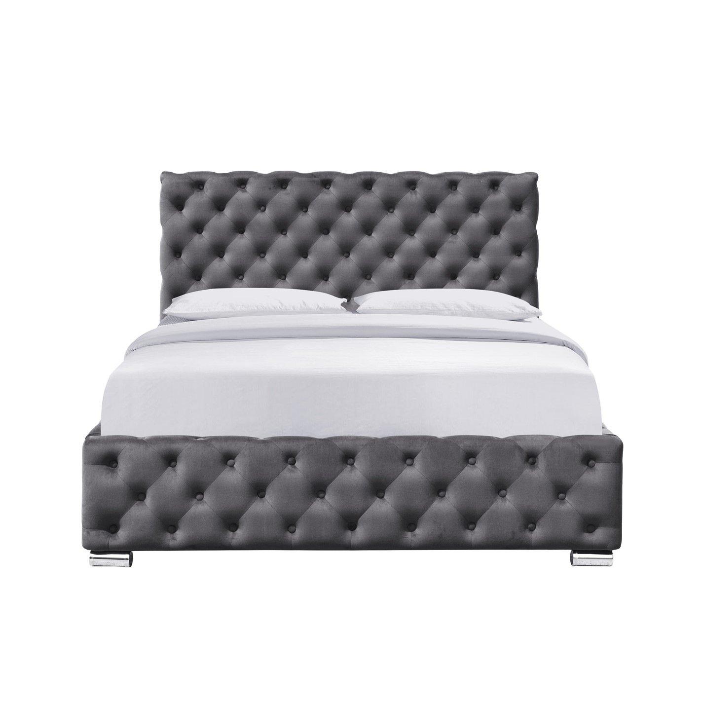 Comfy Living  Tufted Fabric Bed Frame - Grey - Single