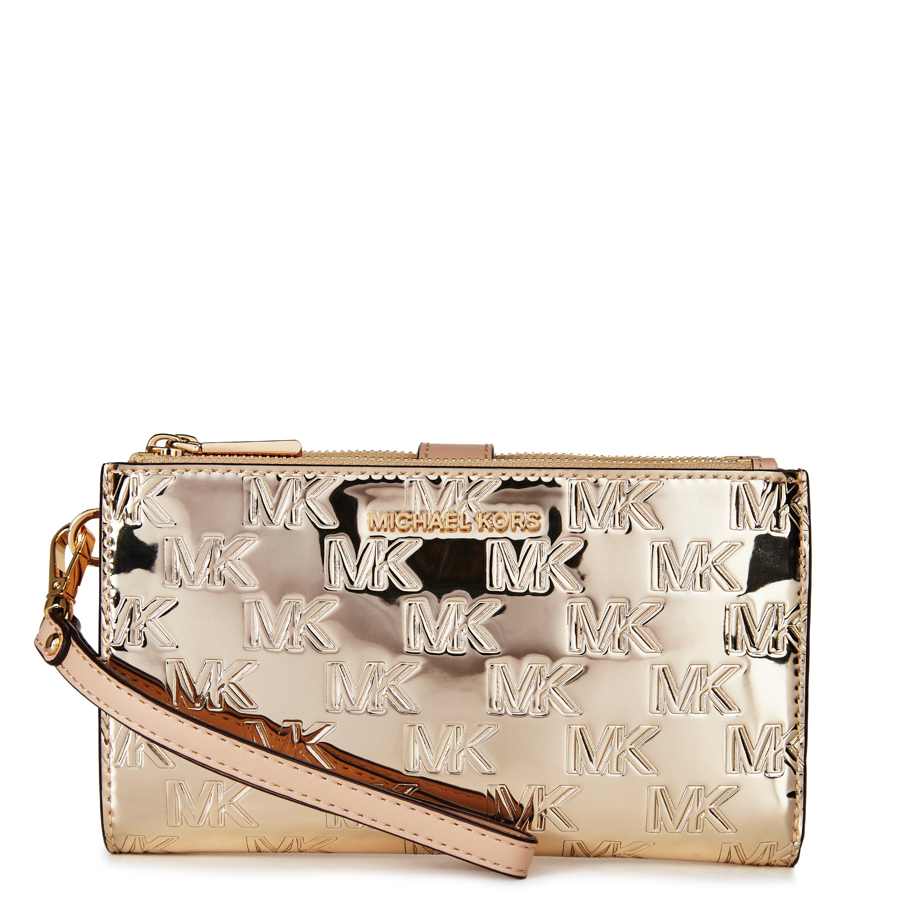 Michael kors gold wristlet wallet hotsell