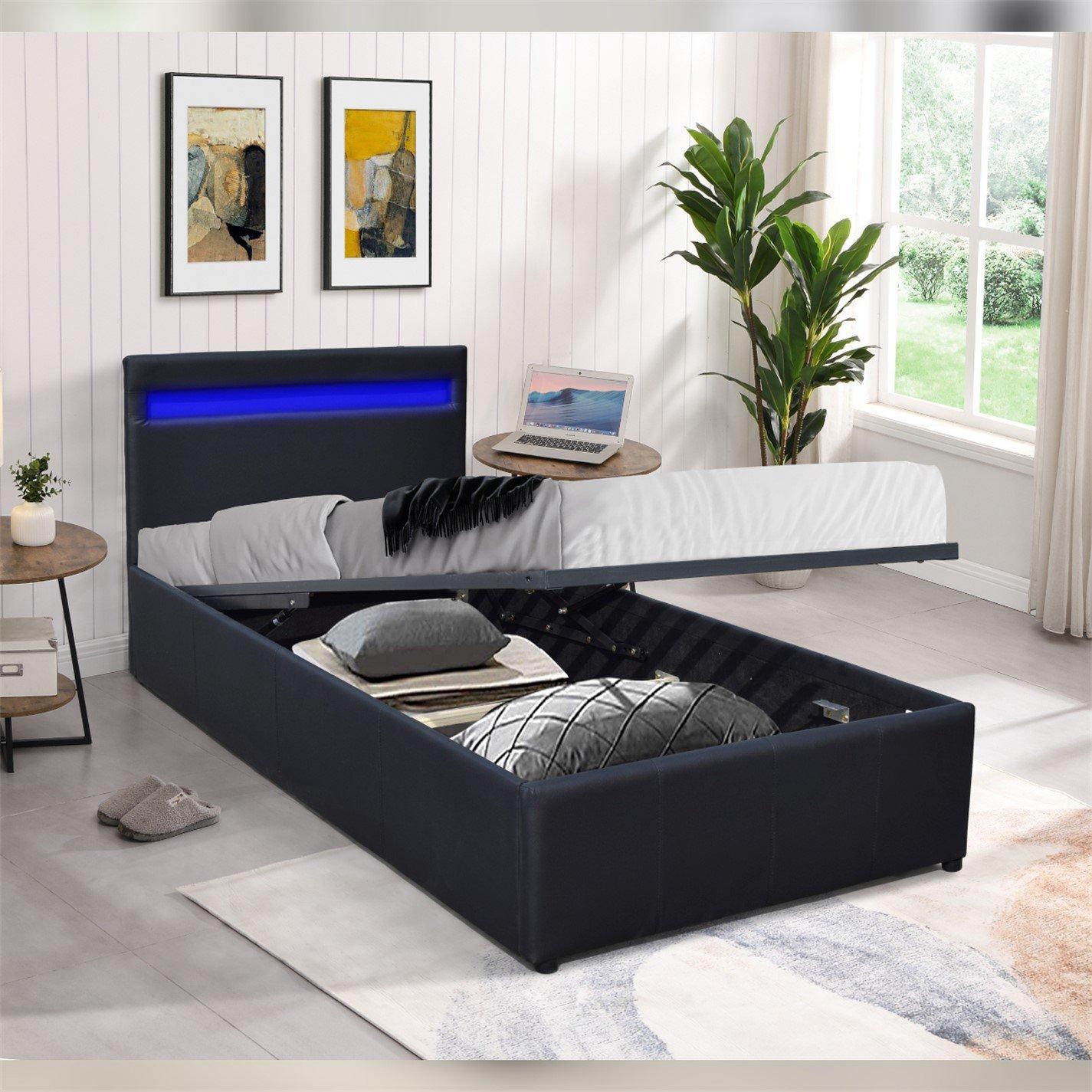 Comfy Living Ottoman With LED Headboard Bed Only