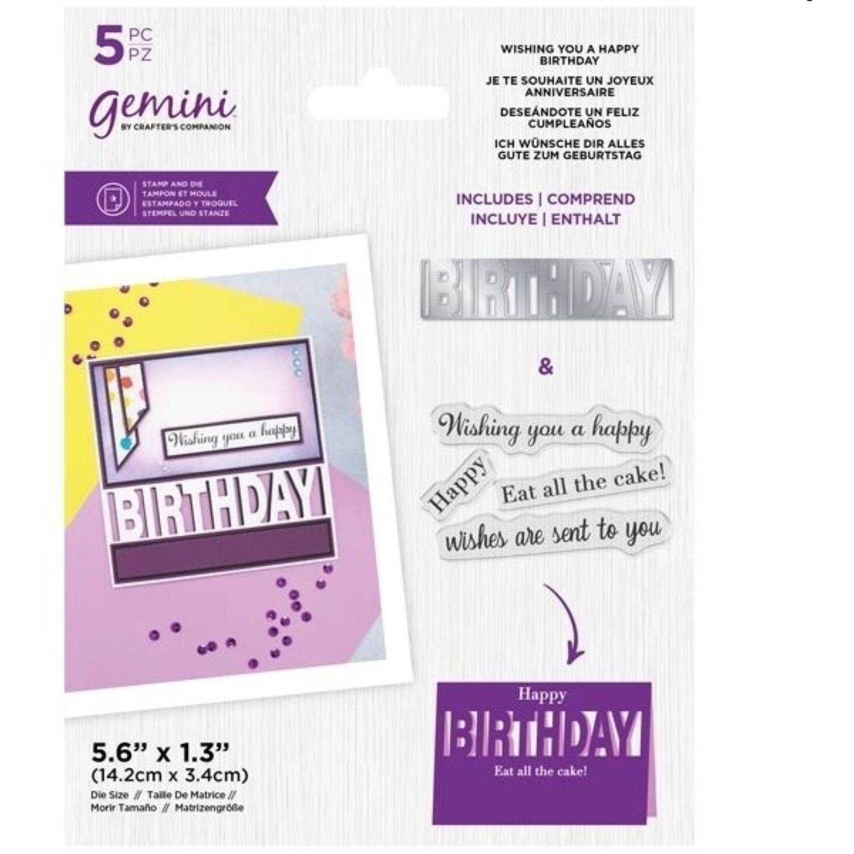Multi - Crafters Companion - Wishing You A Happy Birthday Stamp & Die Set - 1