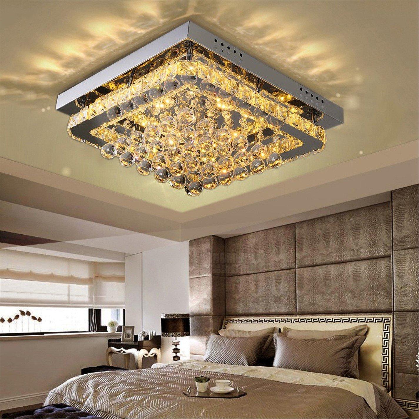 White - Kabinet UK - Square Crystal Adjustable LED Ceiling Light - 6