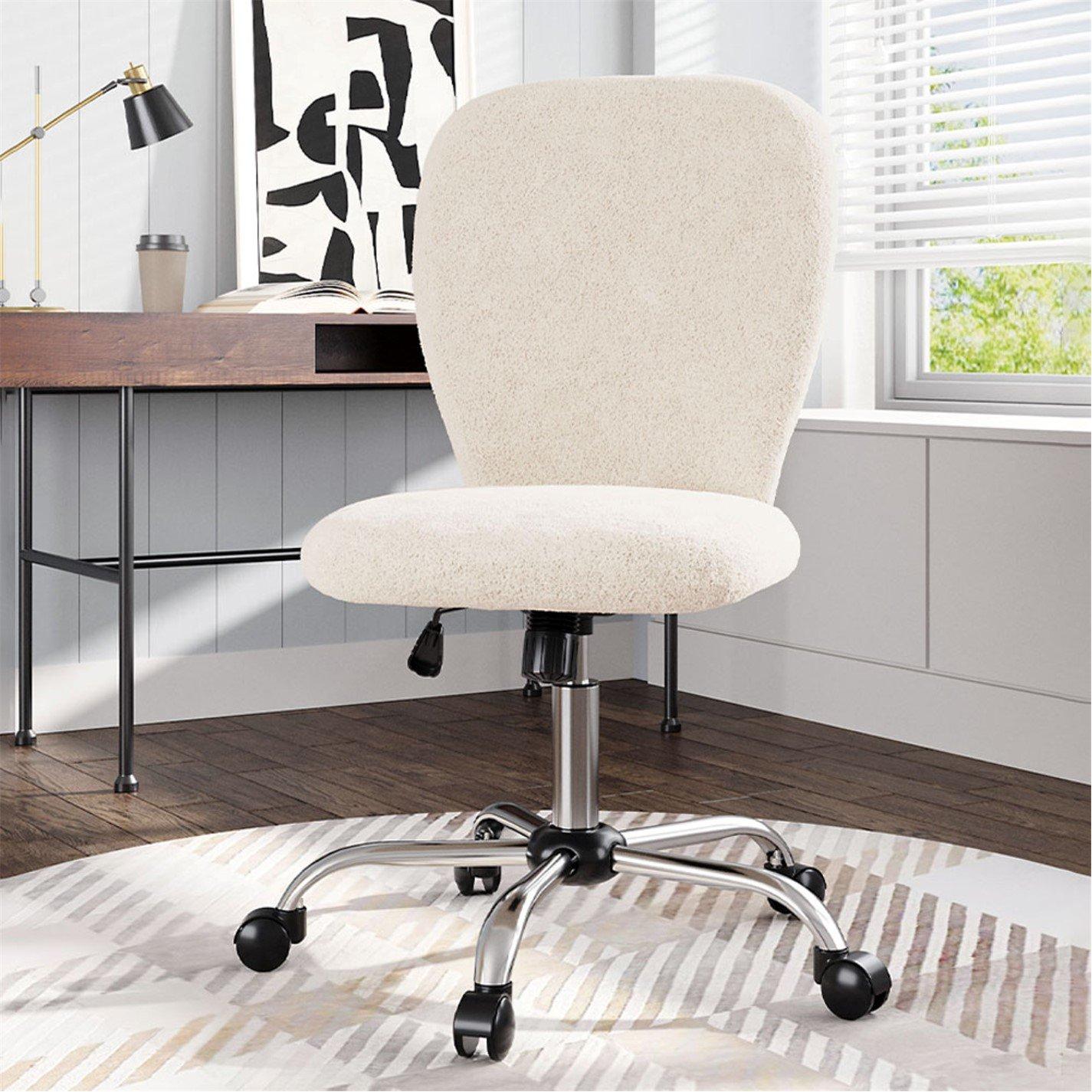 Kabinet Uk  Plush Swivel Office Chair - Beige
