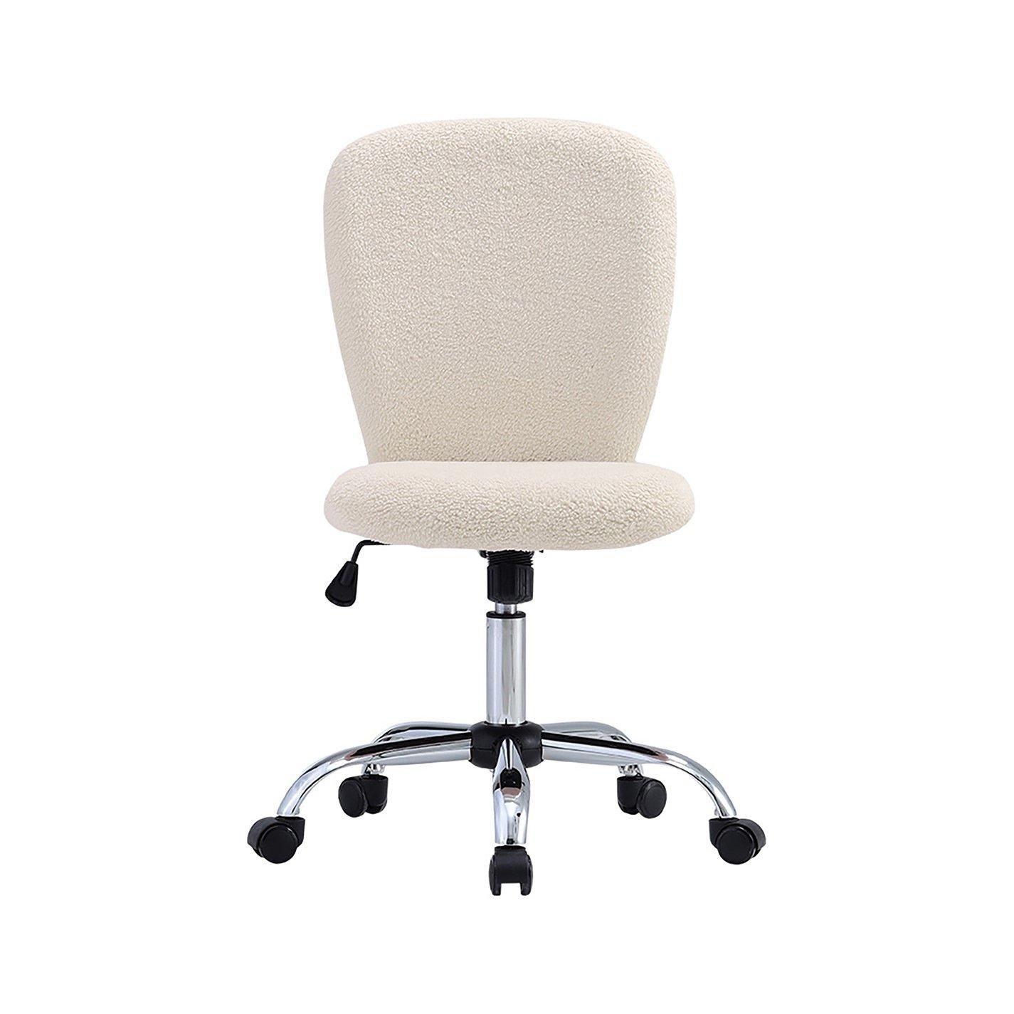 Beige - Kabinet UK - Plush Swivel Office Chair - 3