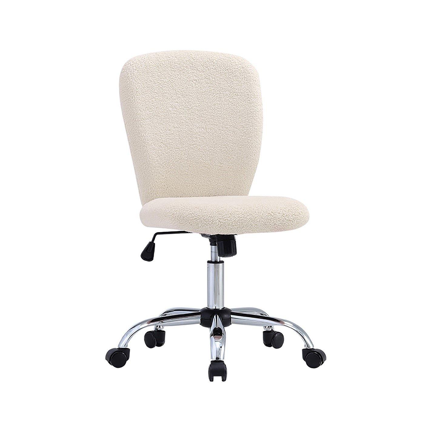 Beige - Kabinet UK - Plush Swivel Office Chair - 4