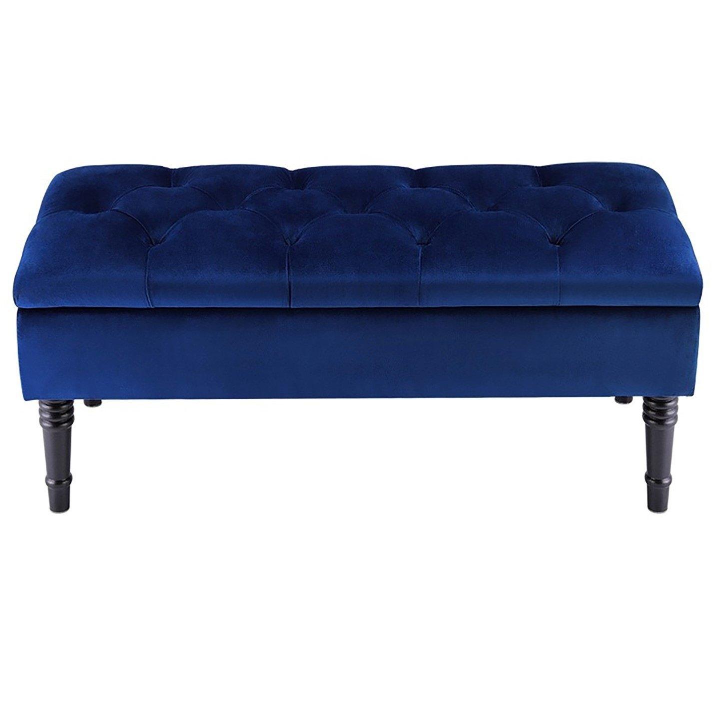 Blue - Kabinet UK - Velvet Ottoman Bench with Hinged Lid - 3