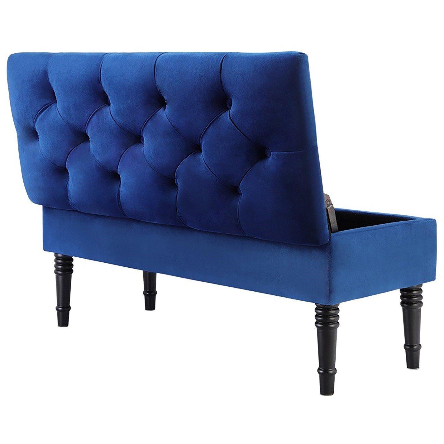Blue - Kabinet UK - Velvet Ottoman Bench with Hinged Lid - 5