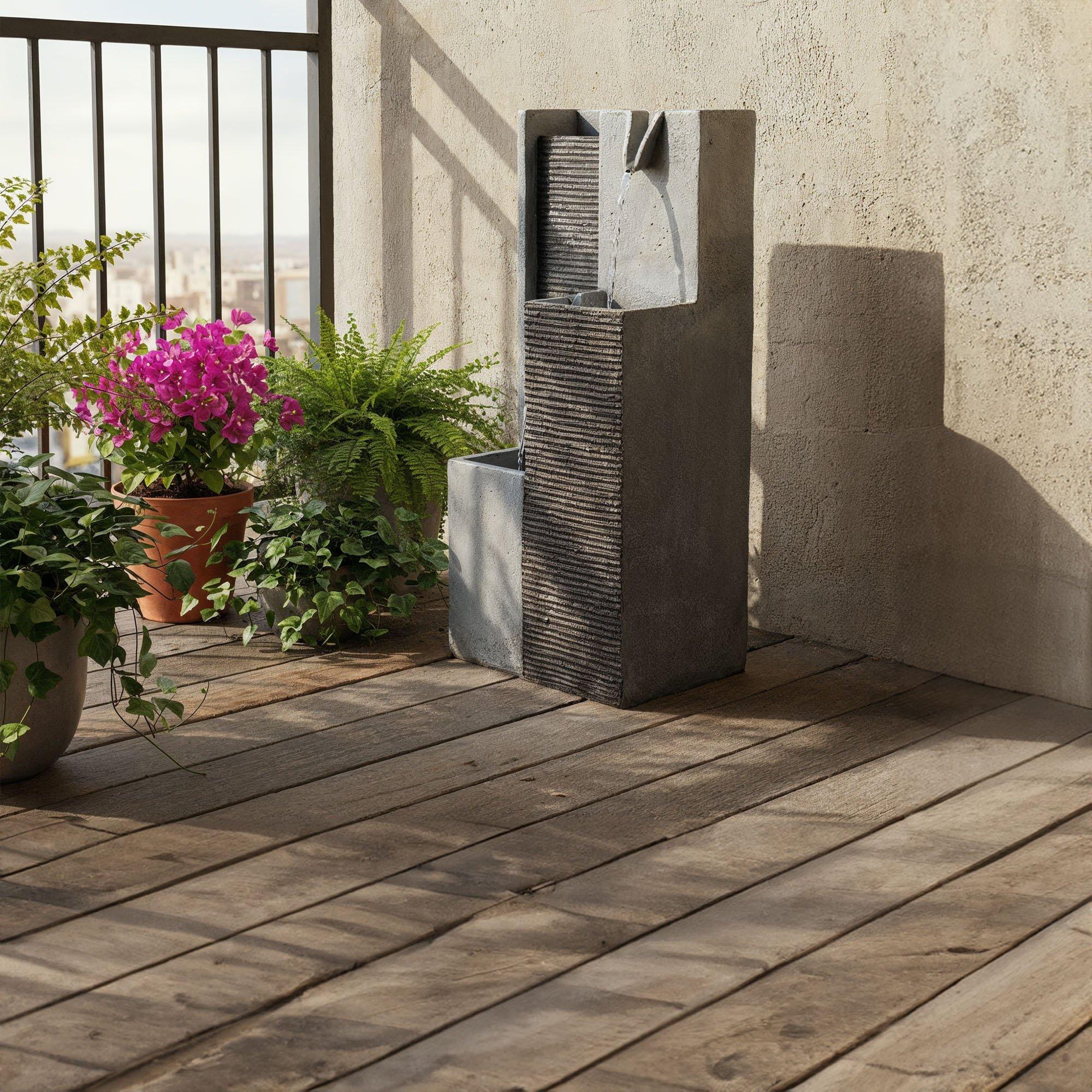Streetwize  Harmony Pillars Solar Fountain - Grey - Two Towers