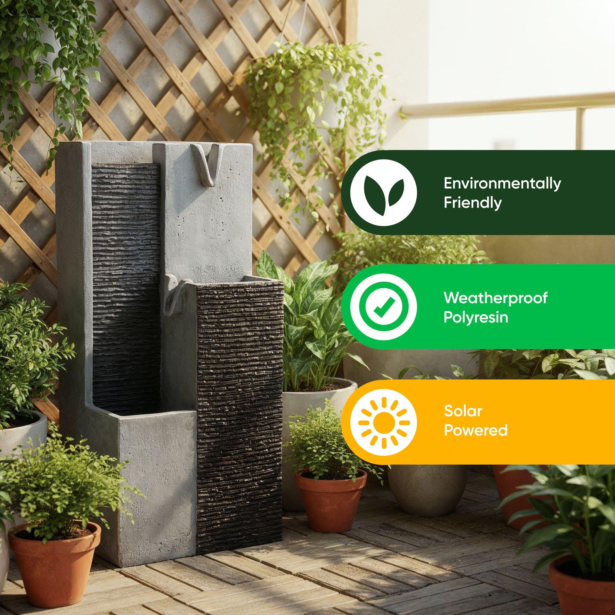 Grey - Streetwize - Harmony Pillars Solar Fountain - 5