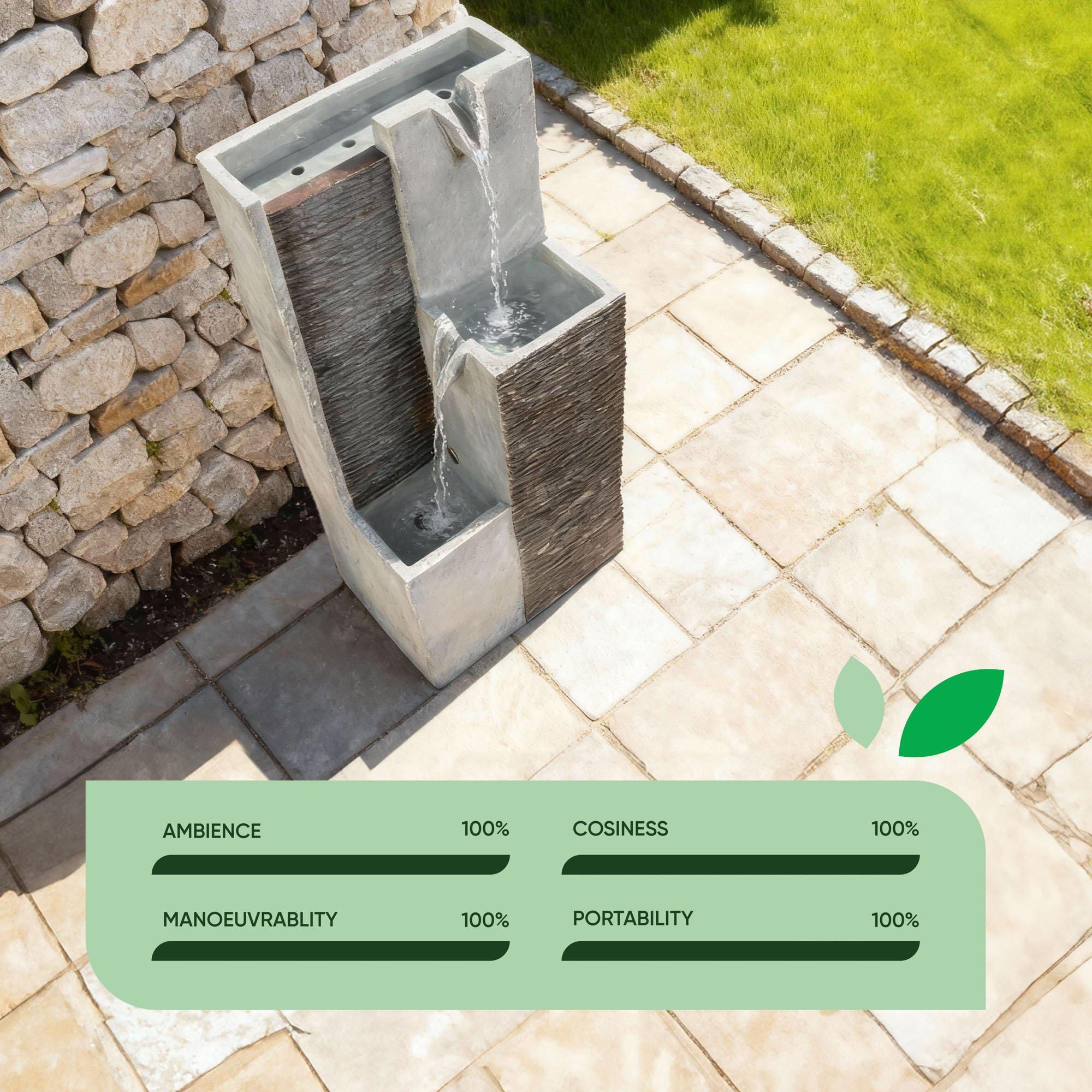 Grey - Streetwize - Harmony Pillars Solar Fountain - 7