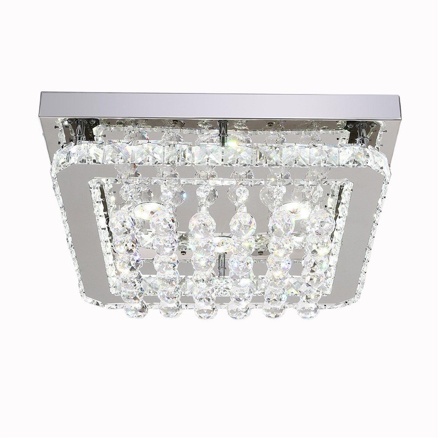 White - Kabinet UK - Square Crystal Flush Mount LED Ceiling Light - 4