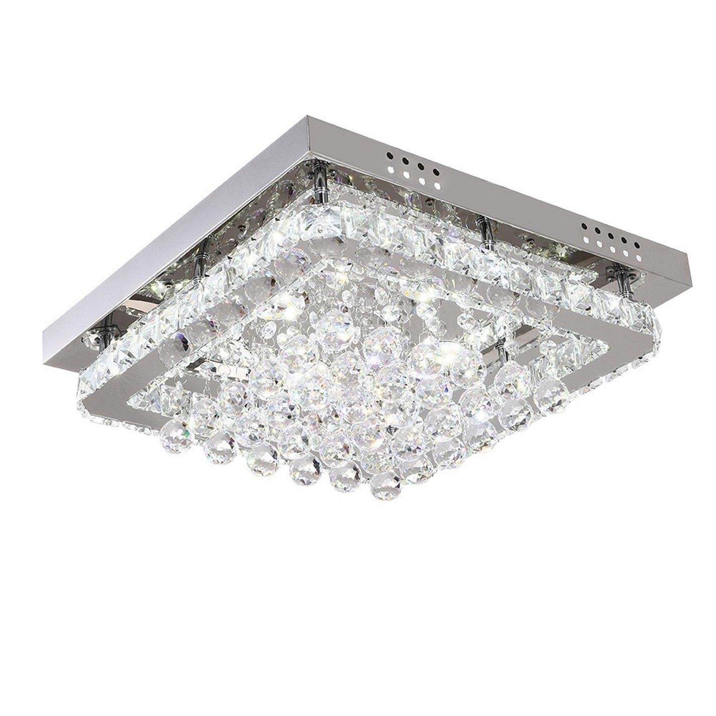White - Kabinet UK - Square Crystal Flush Mount LED Ceiling Light - 5