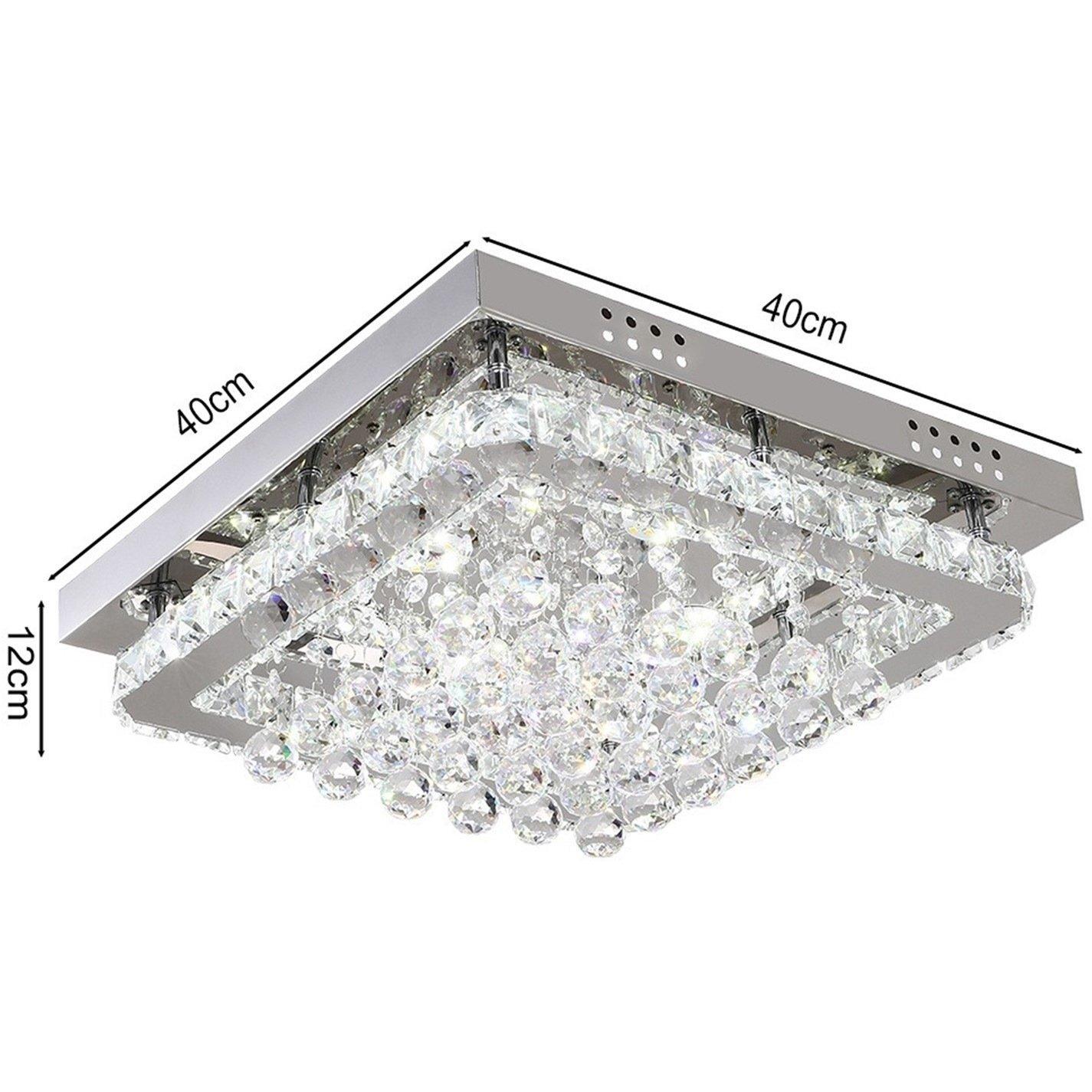 White - Kabinet UK - Square Crystal Flush Mount LED Ceiling Light - 6