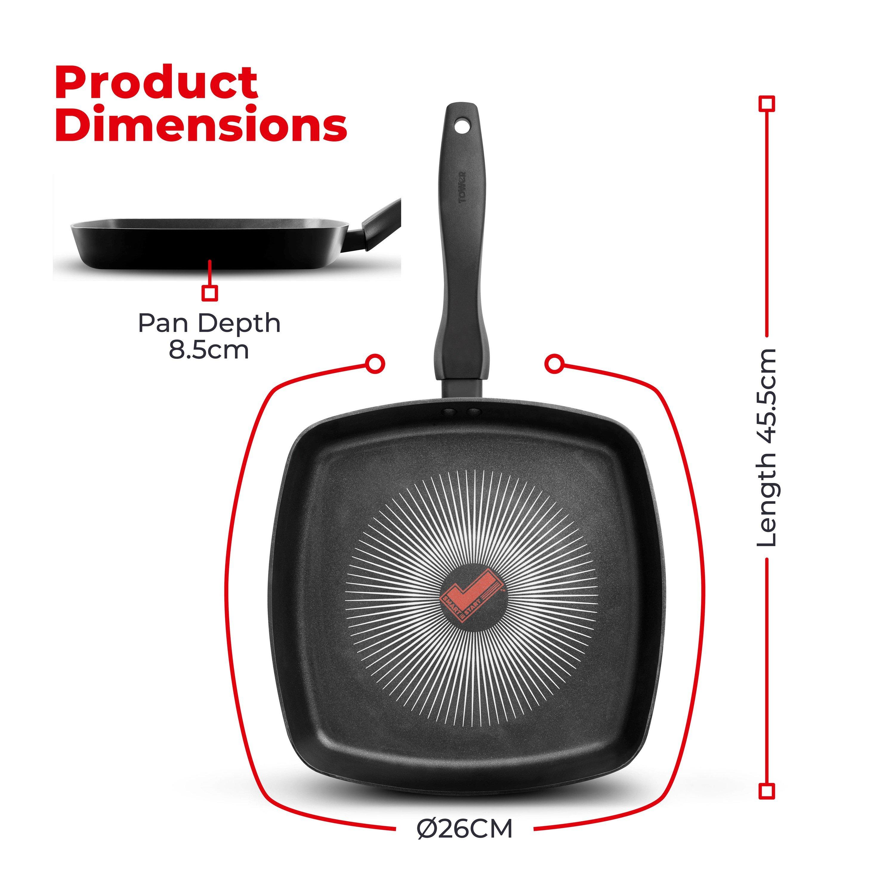 Black - Tower - Smart Start Gourmet 26cm Grill Pan - 11