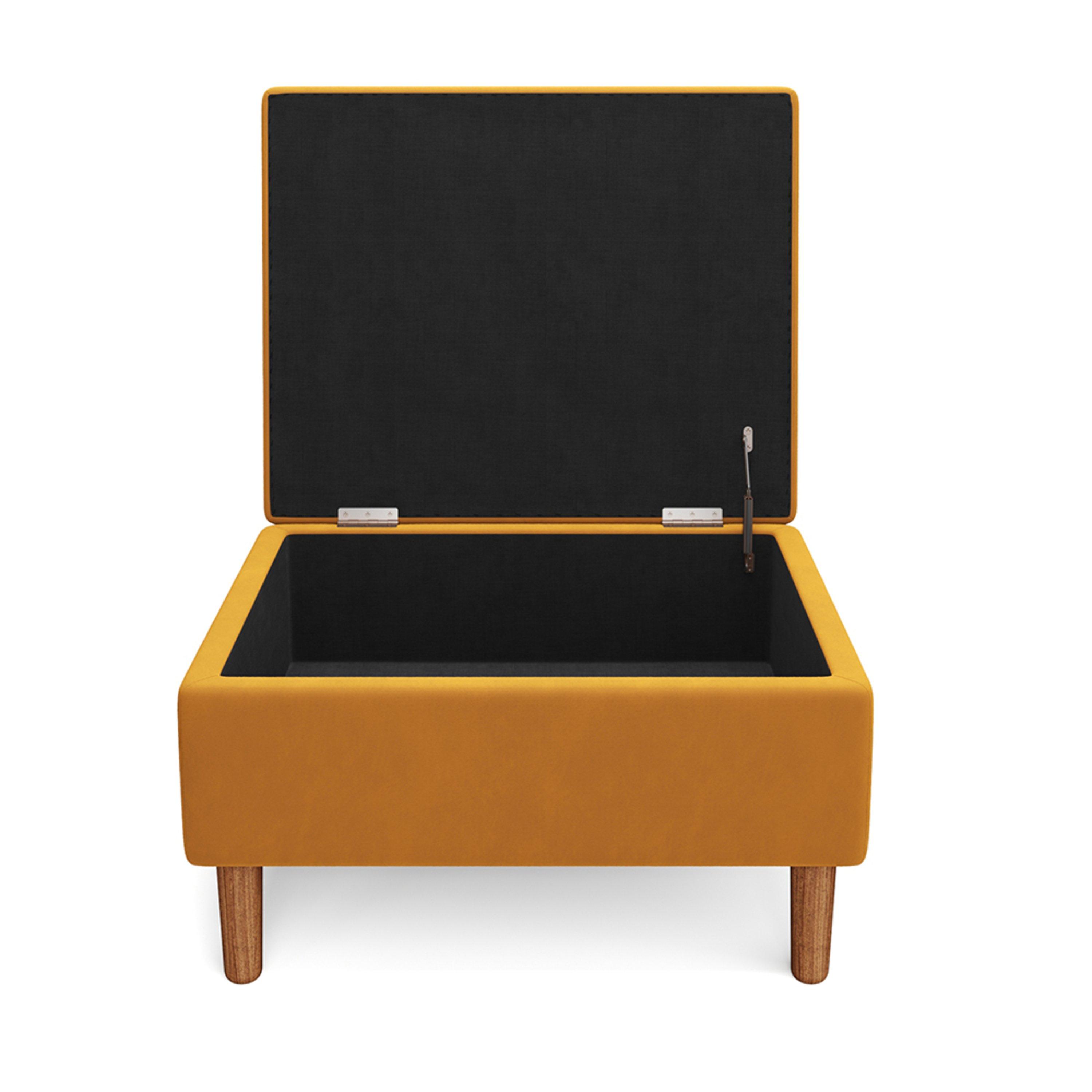 Yellow - Kabinet UK - Rectangular Velvet Ottoman with Checkered Design - 6