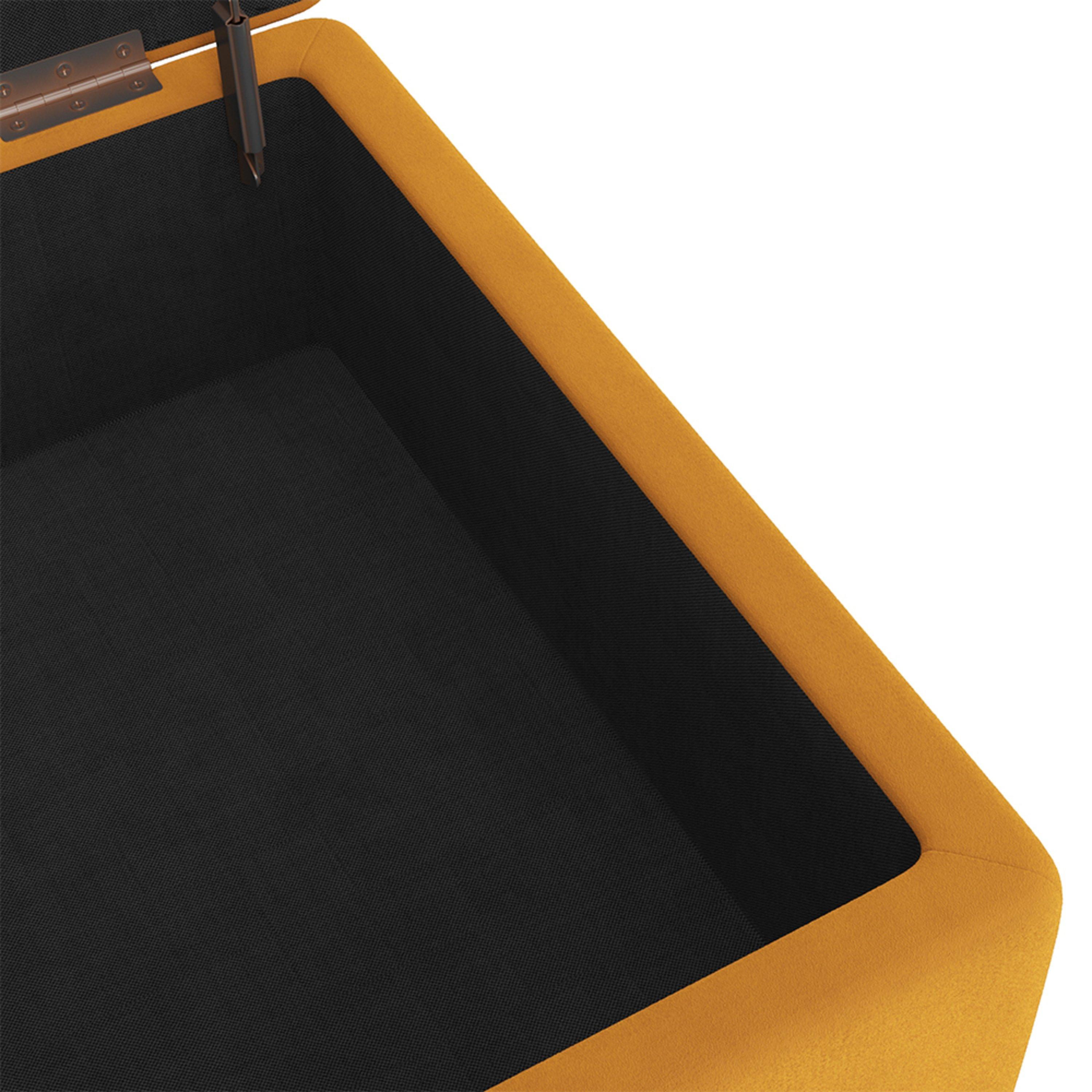 Yellow - Kabinet UK - Rectangular Velvet Ottoman with Checkered Design - 7