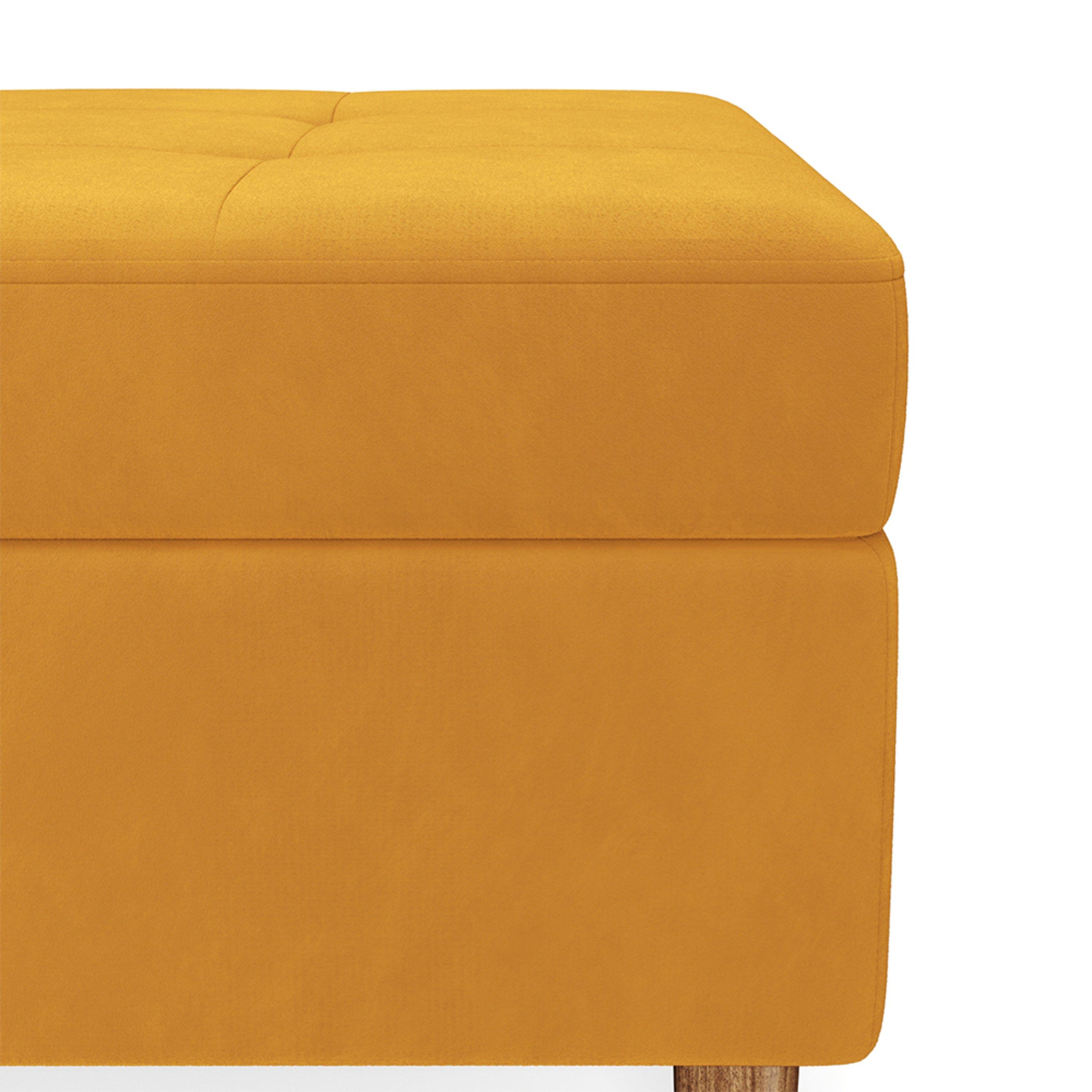 Yellow - Kabinet UK - Rectangular Velvet Ottoman with Checkered Design - 9