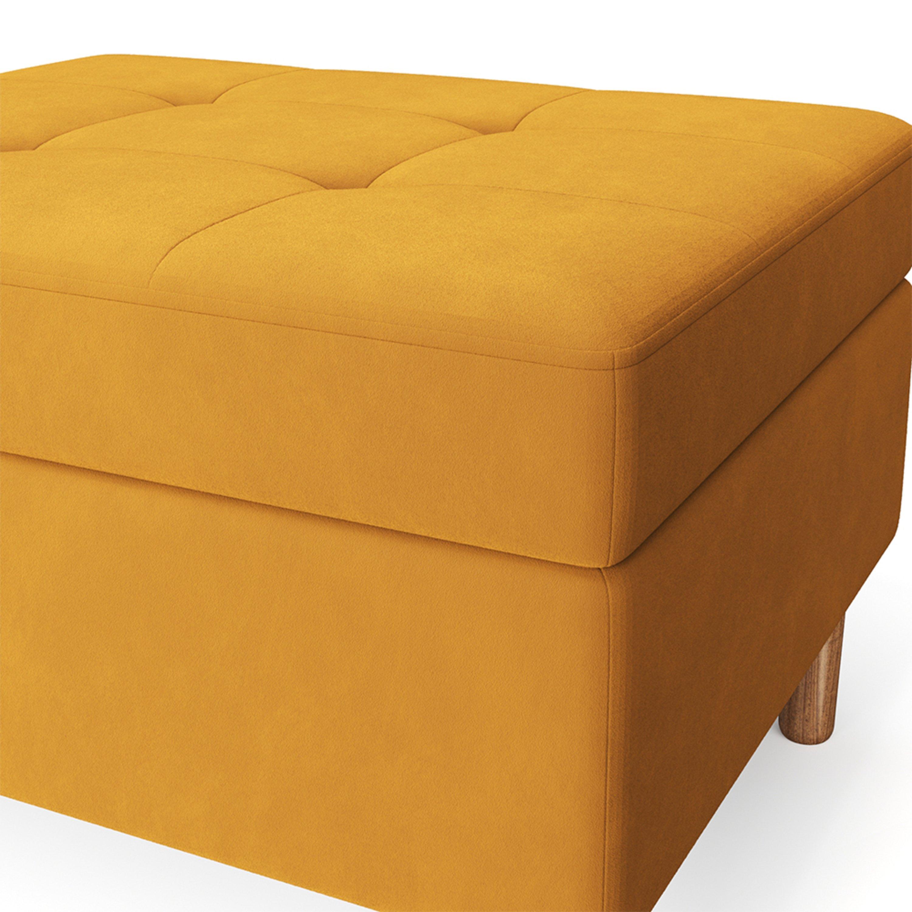 Yellow - Kabinet UK - Rectangular Velvet Ottoman with Checkered Design - 10