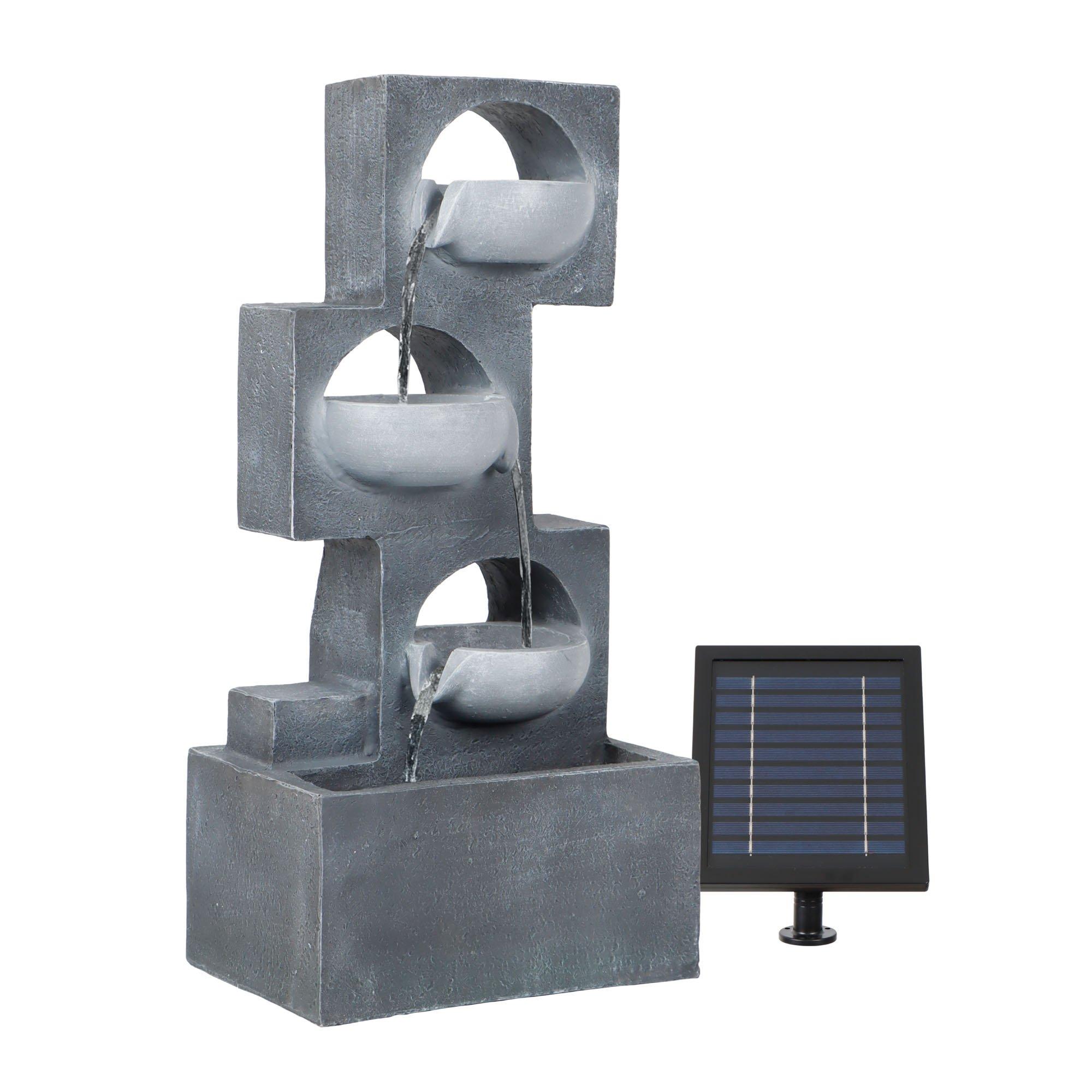 Grey - Streetwize - Geometric Steps Solar Fountain - Angular Cascade - 2