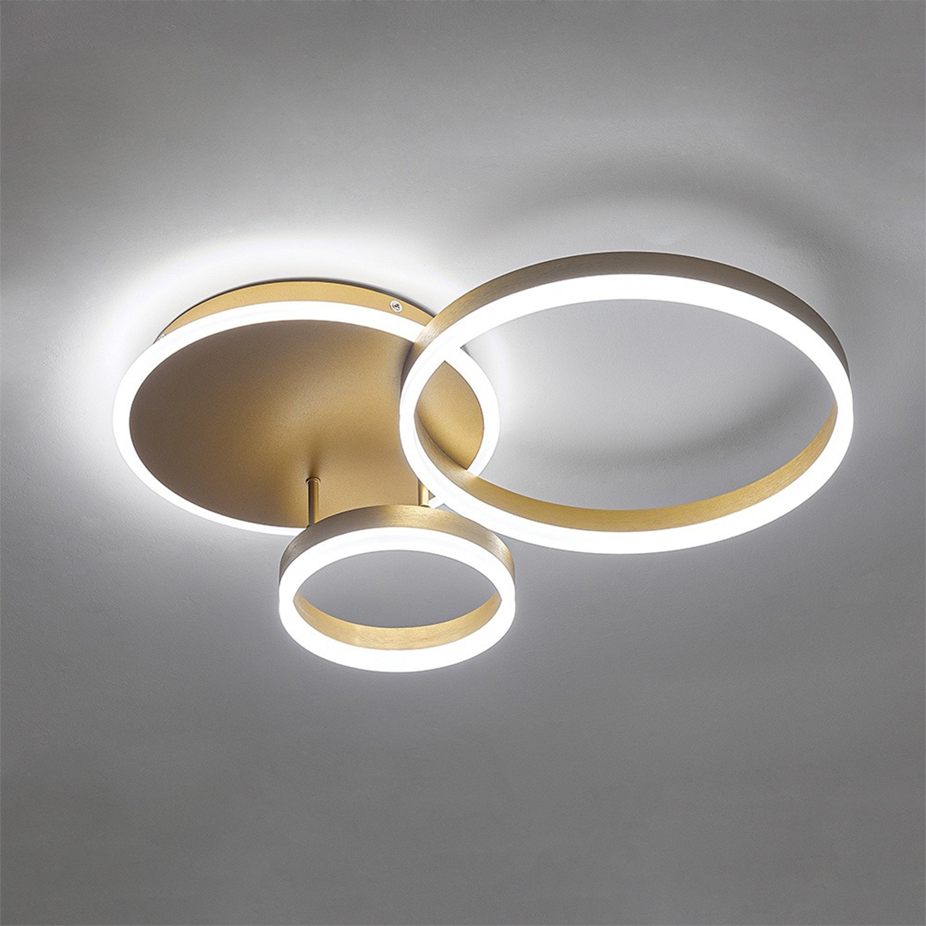 Gold - Kabinet UK - 3-Round Overlap Semi-Flush LED Ceiling Light - 3