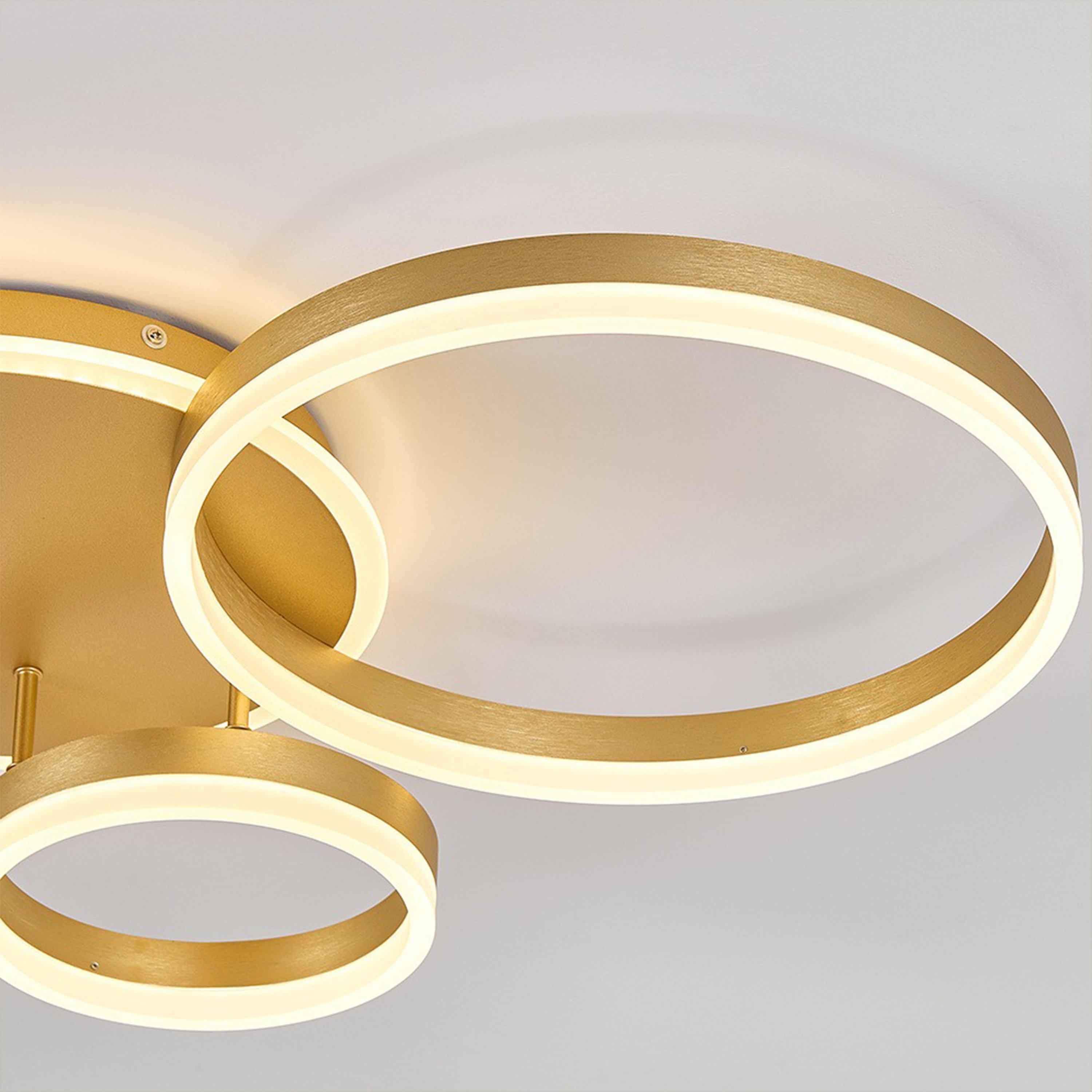 Gold - Kabinet UK - 3-Round Overlap Semi-Flush LED Ceiling Light - 5