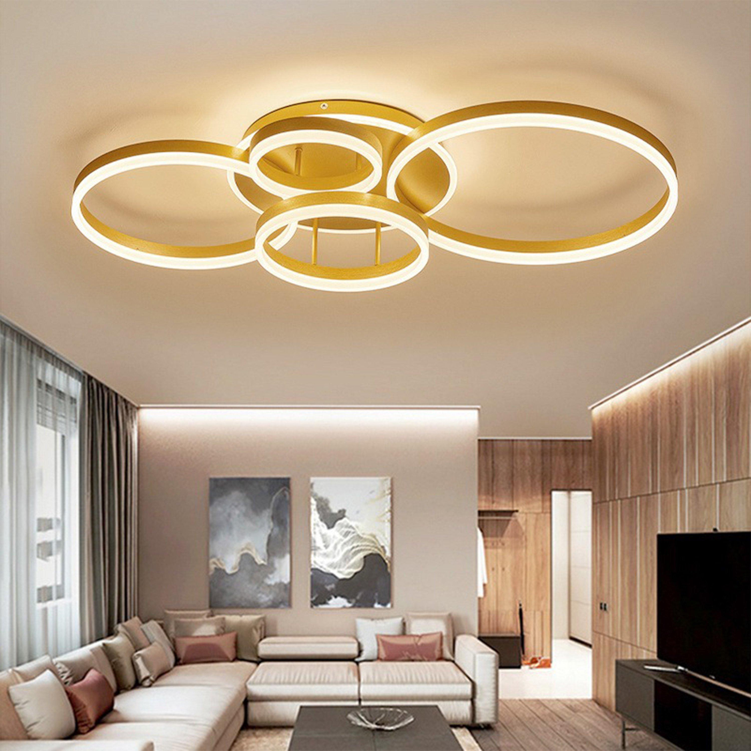Gold - Kabinet UK - 5-Round Overlap Semi-Flush LED Ceiling Light - 1