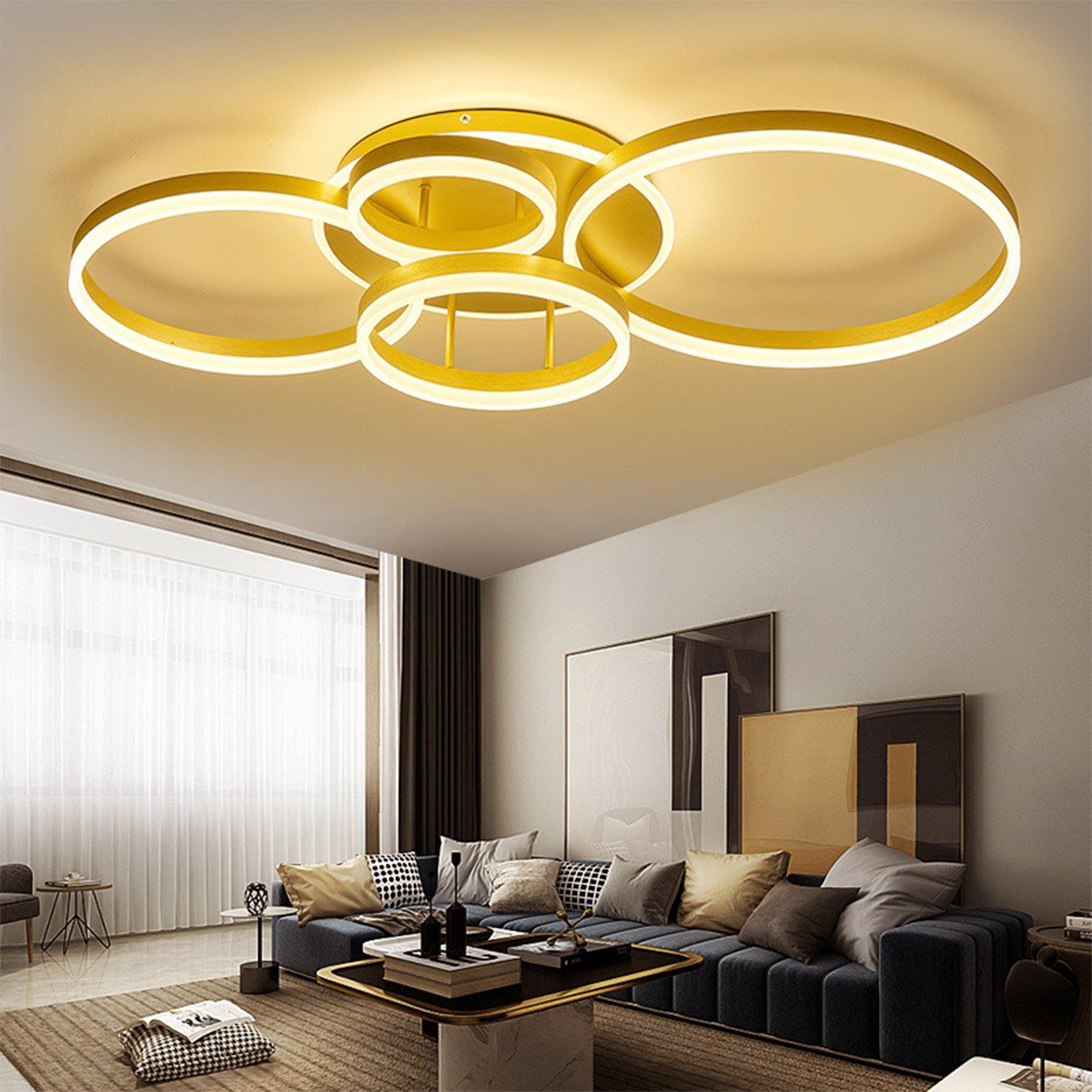 Gold - Kabinet UK - 5-Round Overlap Semi-Flush LED Ceiling Light - 2