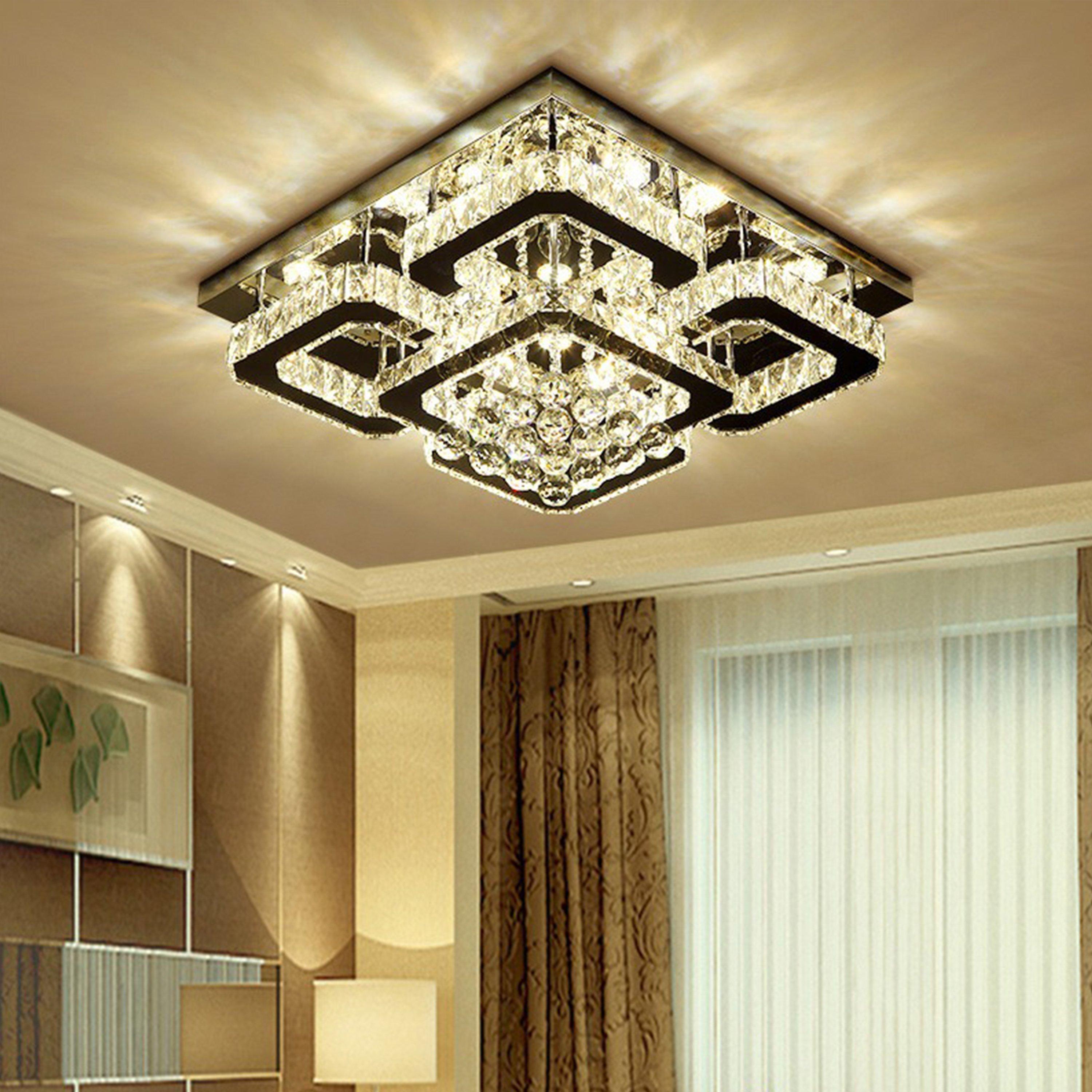 White - Kabinet UK - 5-Square Overlap Crystal LED Ceiling Light - 1