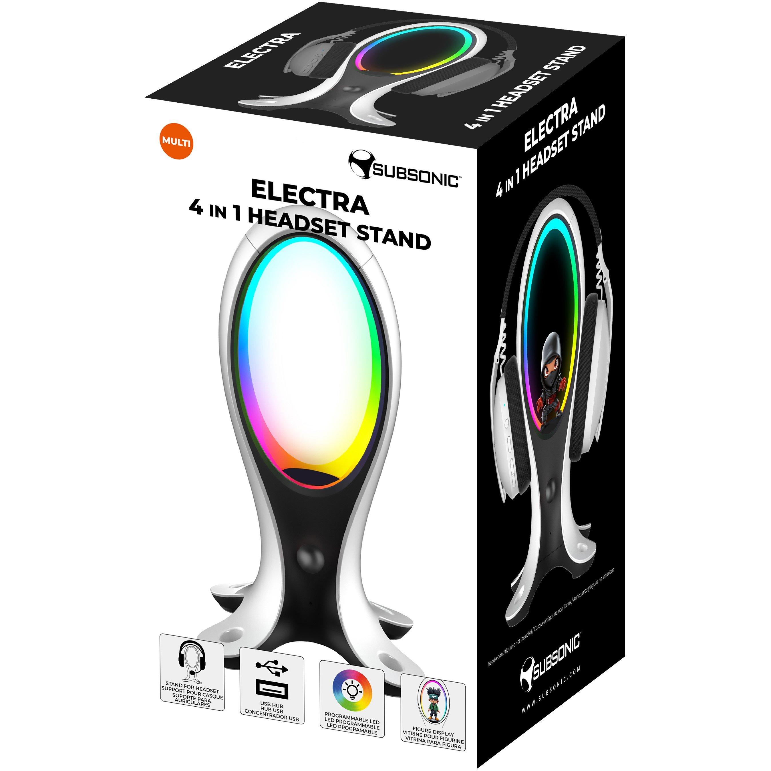 White / Black - Subsonic - Subsonic Electra RGB Headset Stand With USB Hub - 6