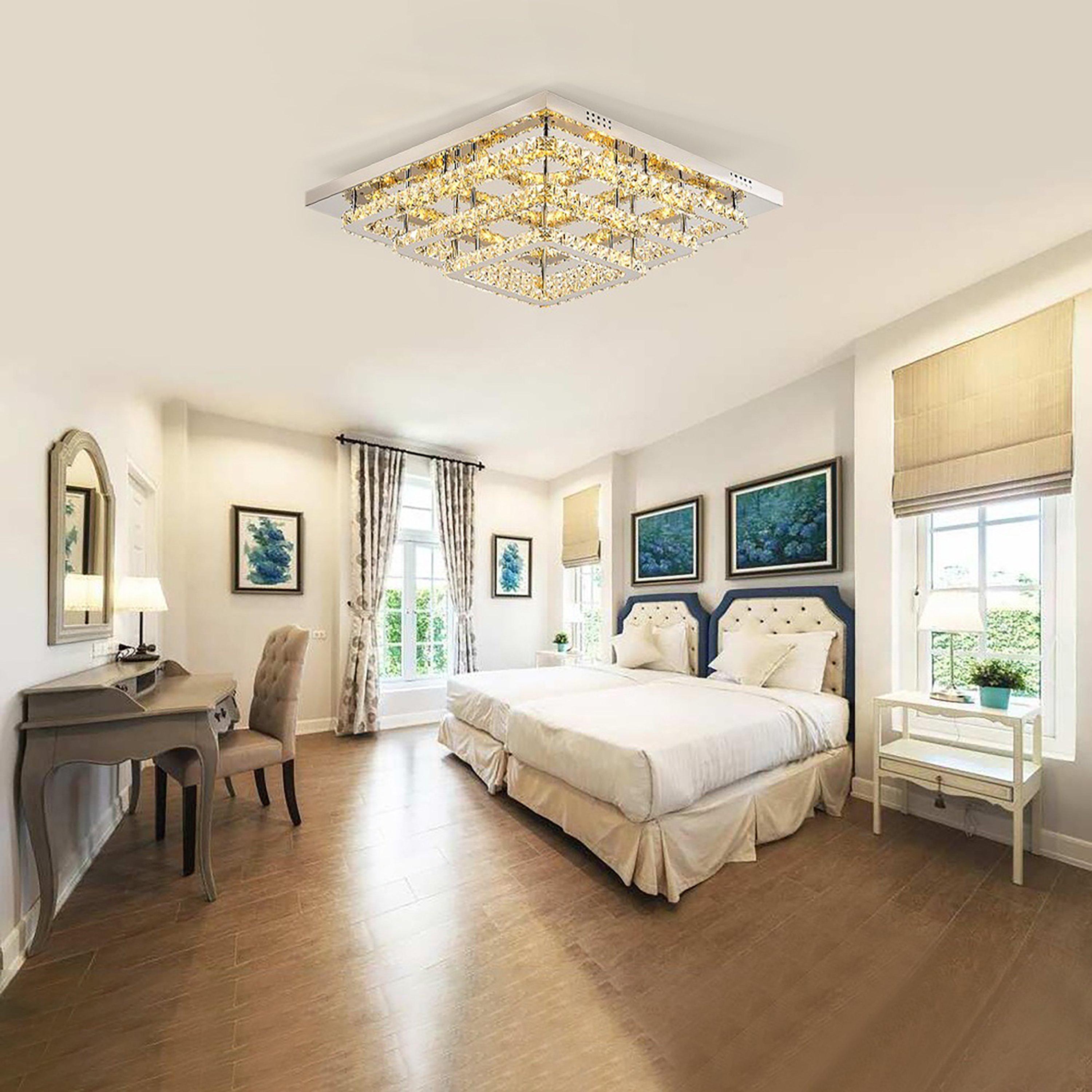 White - Kabinet UK - 3-Tier Square Crystal LED Ceiling Light - 1