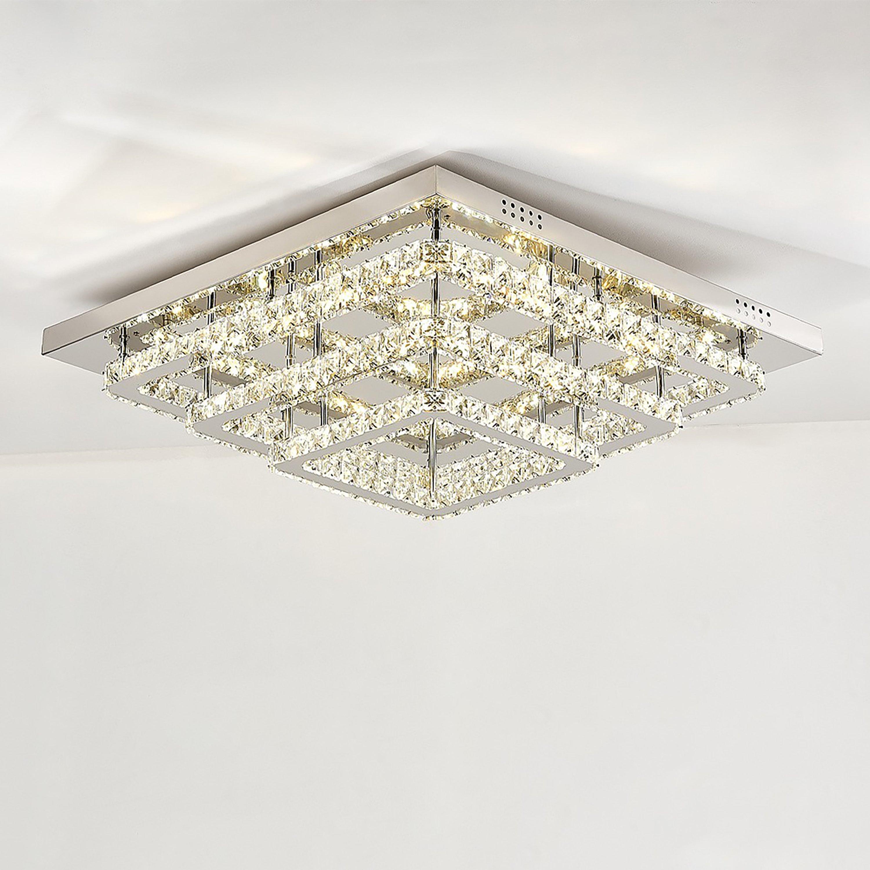 White - Kabinet UK - 3-Tier Square Crystal LED Ceiling Light - 3