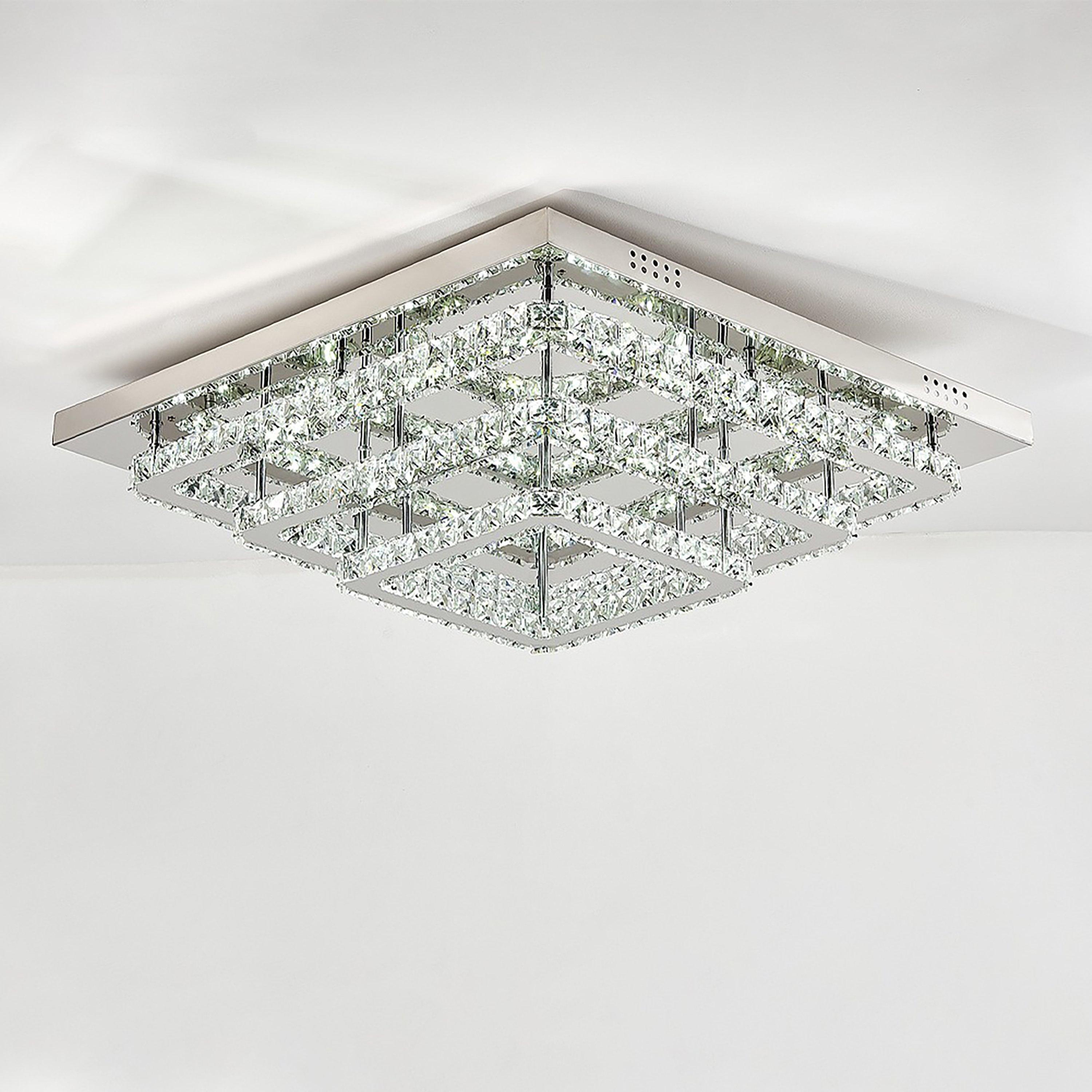 White - Kabinet UK - 3-Tier Square Crystal LED Ceiling Light - 4